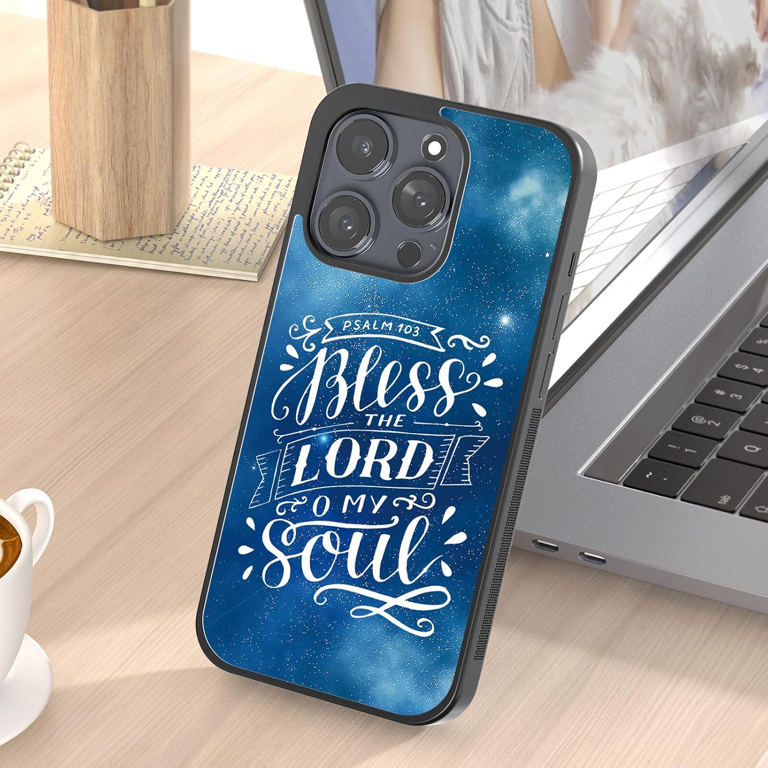 Fundas con versículos bíblicos con citas para teléfono, color azul bendiga a Dios, adecuadas para iPhone 11, 12, 13, 14 Pro Max Plus Mini X 7 8 SE,