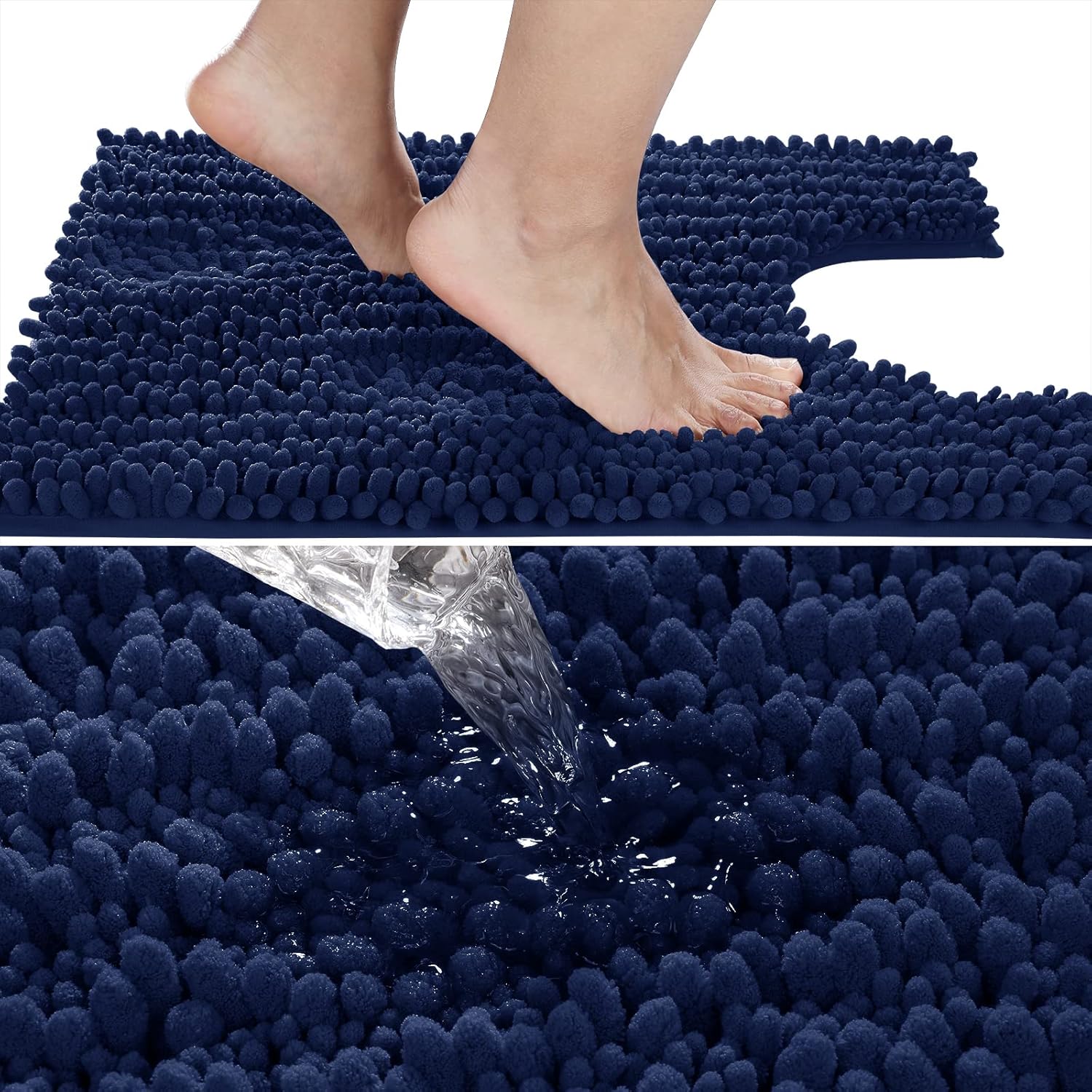 Yimobra Tapete de baño lanudo de lujo para inodoro en forma de U para baño, 24.4 x 20.4 pulgadas, suave y cómodo, máxima absorción, secado rápido,