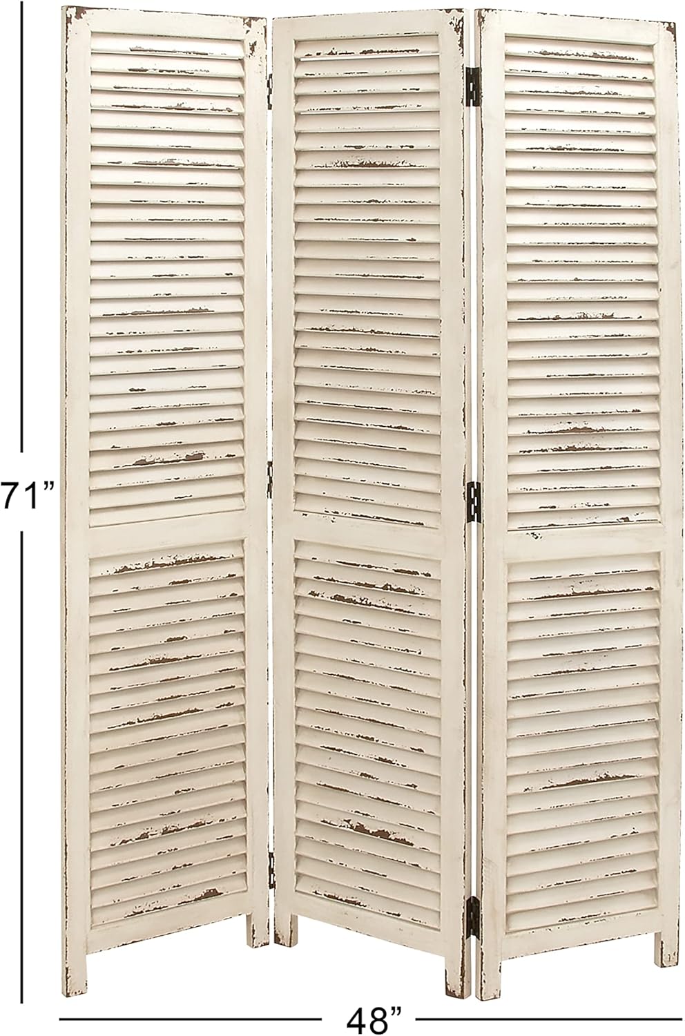 Biombo de 3 paneles, de madera, de la marca Deco 79., Madera, Negro, talla única