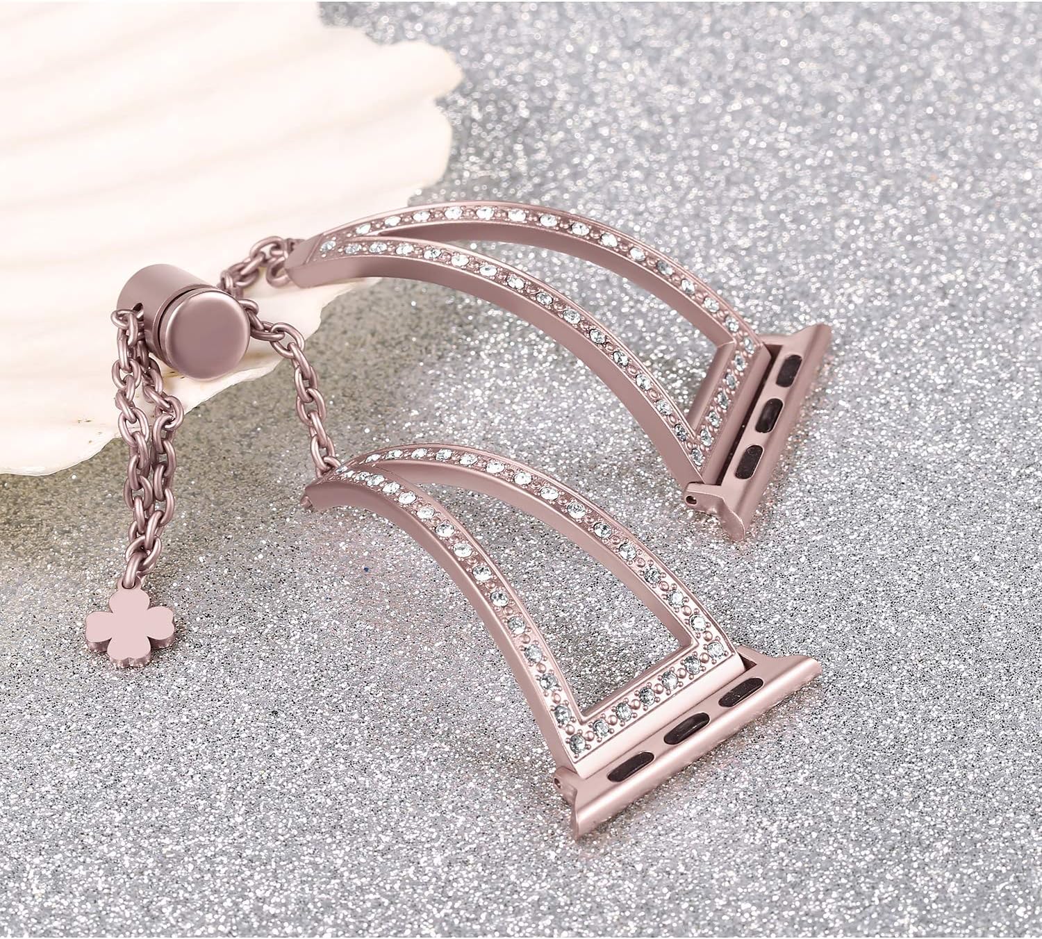 Secbolt Correas brillantes compatibles con correas de Apple Watch de 1.496 pulgadas, 1.575 pulgadas, 1.614 pulgadas, 1.654 pulgadas, 1.732 pulgadas,
