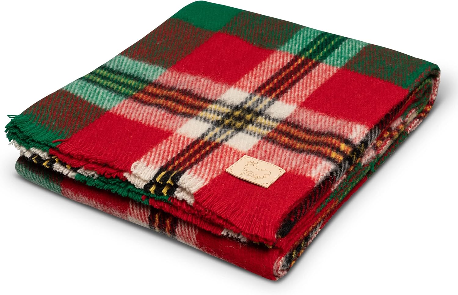 Manta de lana a cuadros de tartán, cálida, gruesa, pesada, 5 libras, 675 GSM, lavable a máquina, calidad tradicional de reliquia, rojo y verde