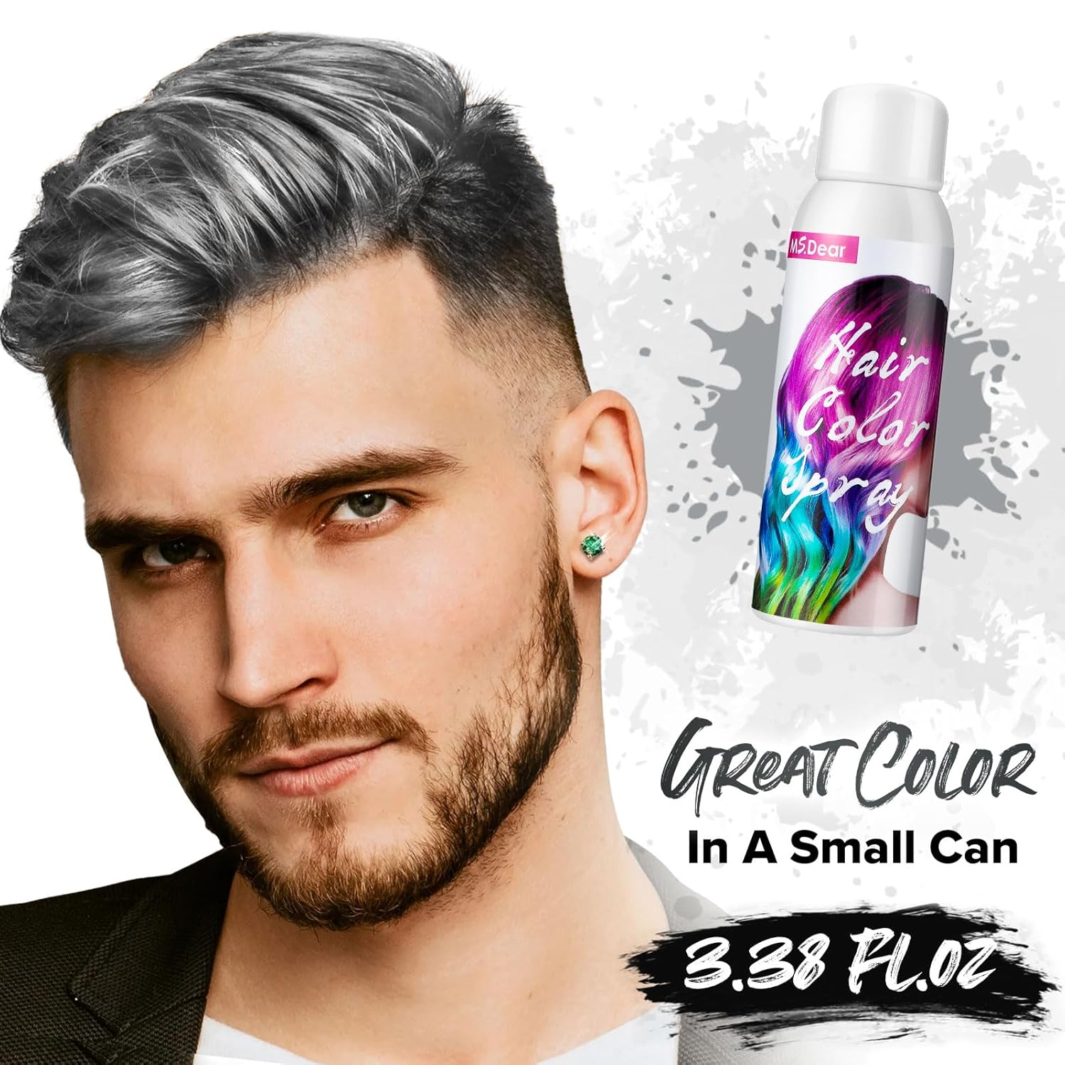 Tinte en aerosol para el cabello gris, color de un solo uso para el día del cabello loco, spray temporal para fiesta de Navidad, tinte temporal para