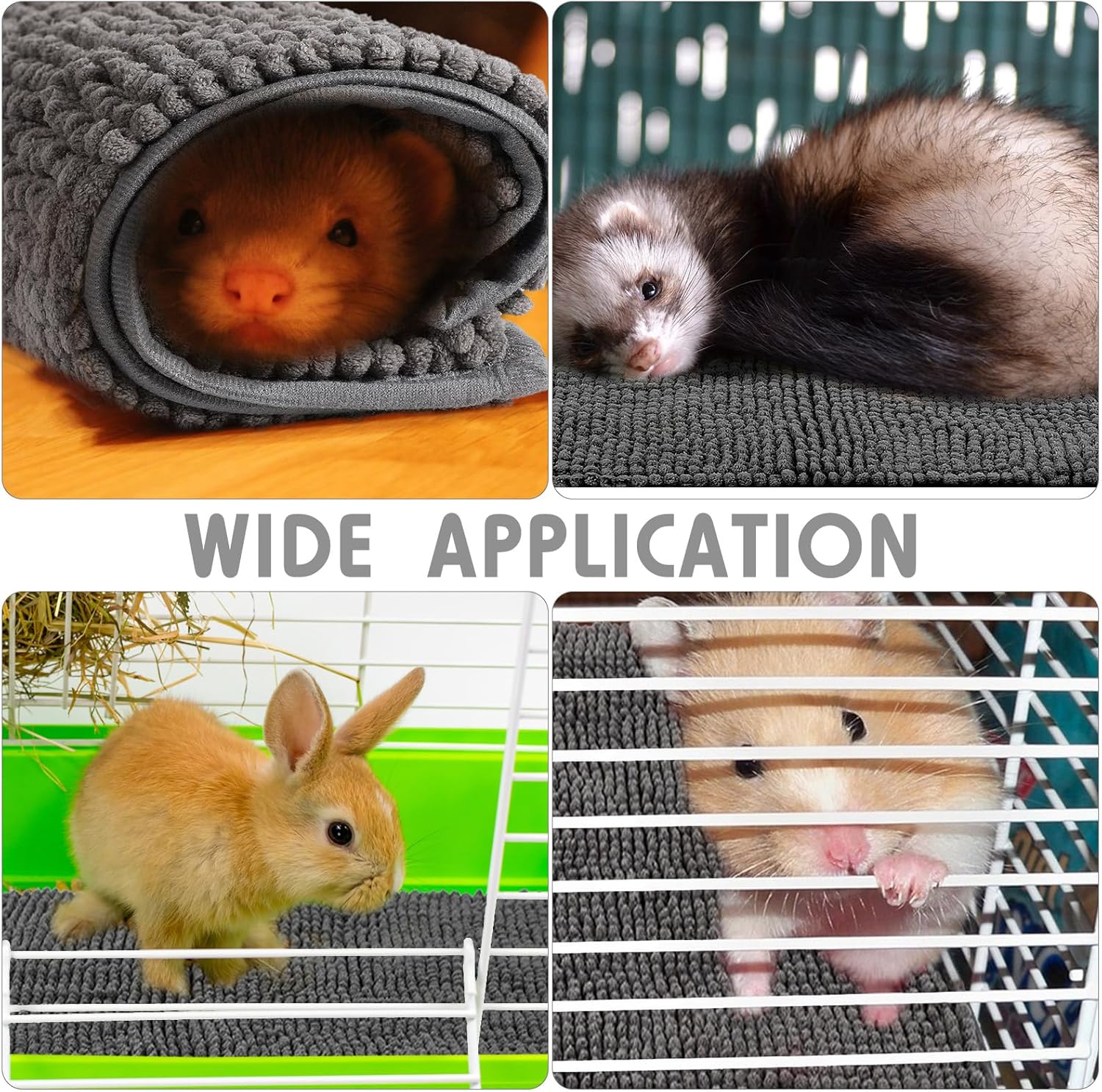 Juego de 4 piezas de ropa de cama de cobaya, cobaya, almohadillas de forro polar lavables para orina reutilizables, tapete de entrenamiento de