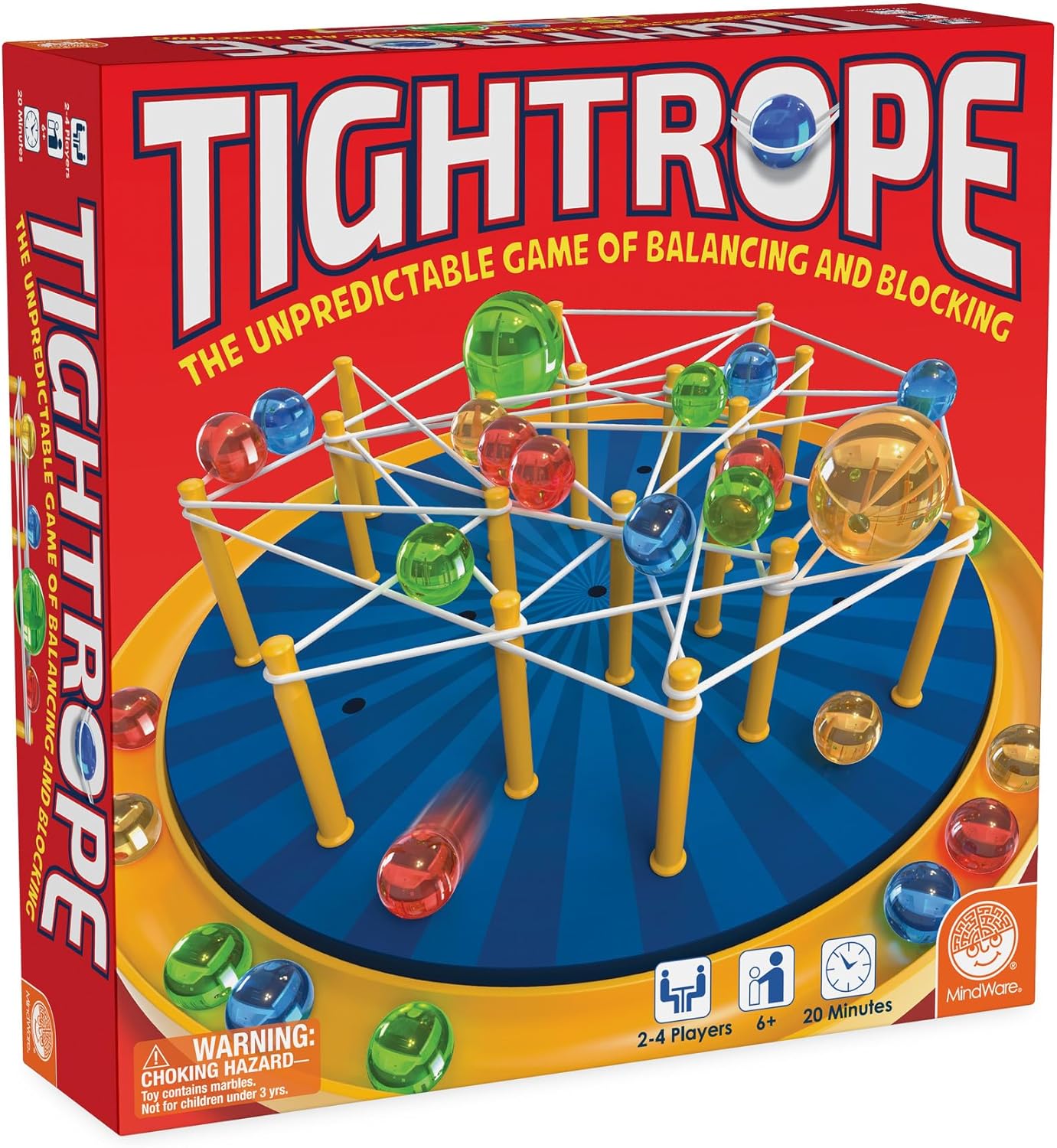MindWare Juego de mesa de estrategia de cuerda apretada, diversión para aulas, 2-4 jugadores, tiempo de juego de 20 minutos, a partir de 6 años