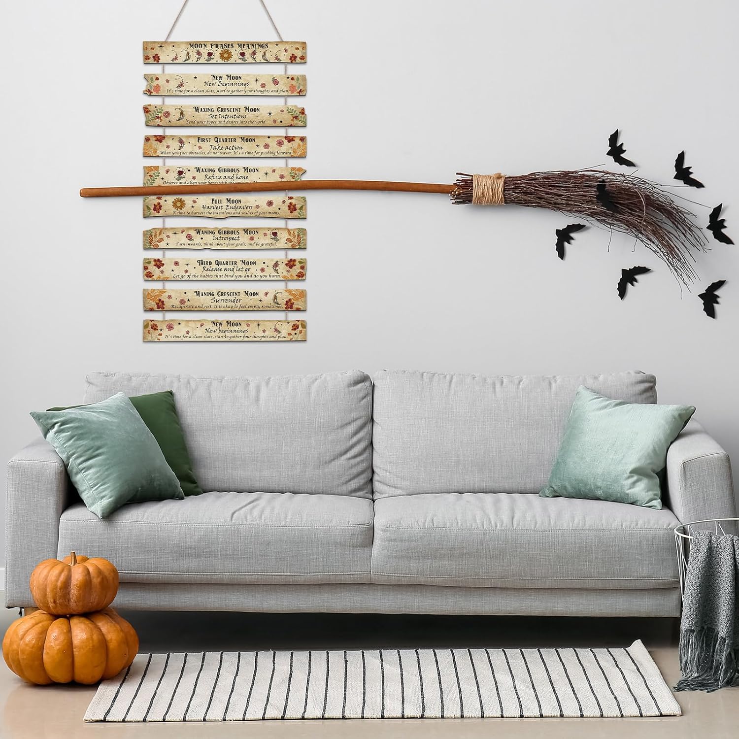 Tatuo Letrero de conocimiento de brujería, flores y hierbas, decoración de pared, decoración de bruja de Halloween, letrero de bruja de cocina,