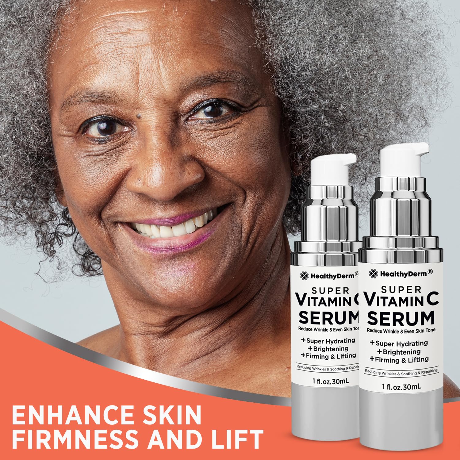 Suero súper vitamina C para mujeres mayores de 70 años niacinamida, vitamina C, ácido hialurónico, péptidos, vitamina E, cafeína, bakuchiol,