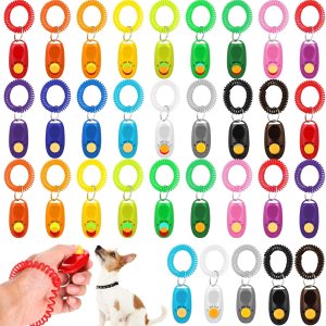 Hiboom Juego de 34 clicker de entrenamiento para perros y mascotas con correa para la muñeca, kit de entrenamiento colorido para gatos, accesorios Hiboom Juego de 34 clicker de entrenamiento para perros y mascotas con correa para la muñeca, kit de entrenamiento colorido para gatos, accesorios