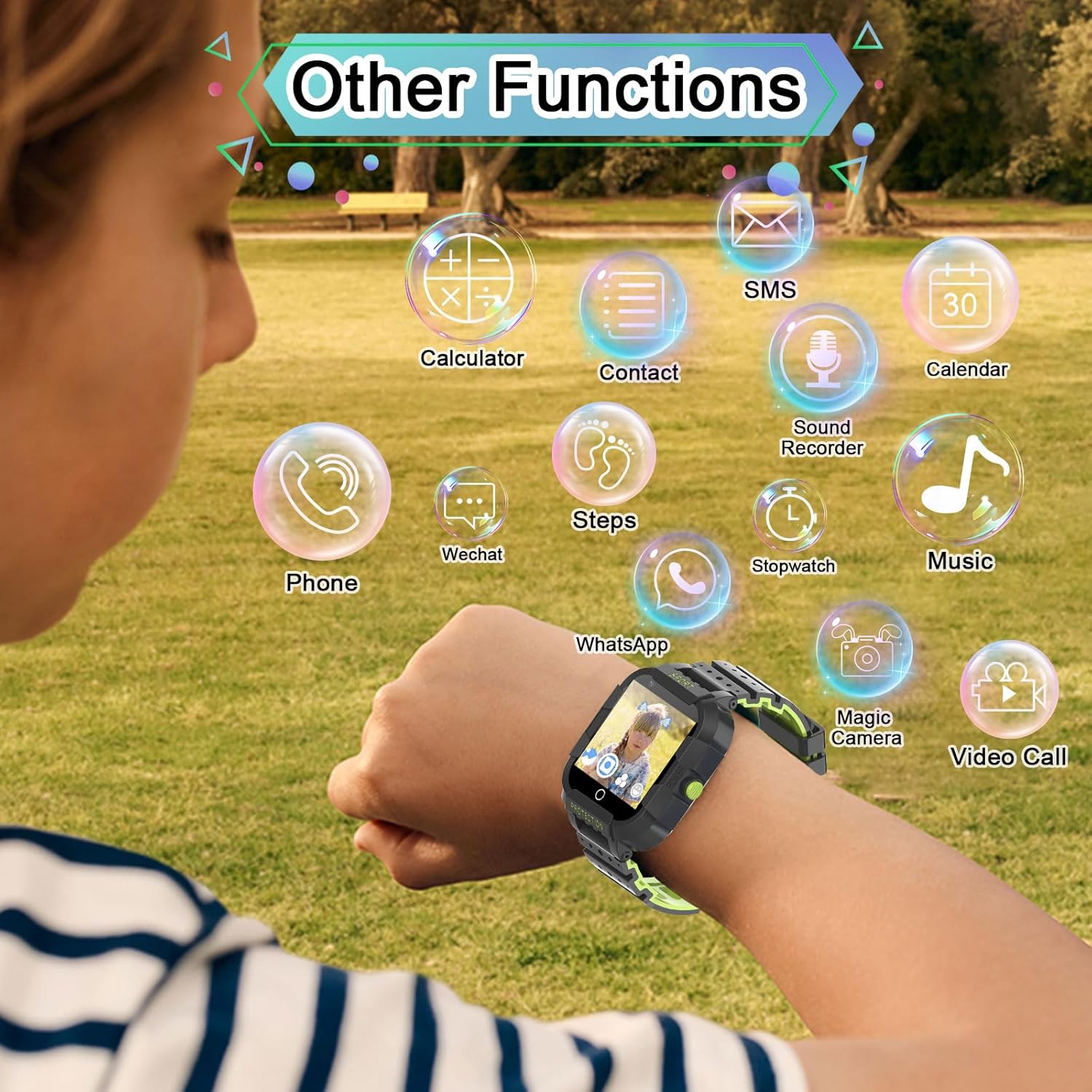Wonlex 4G Kids Smartwatch with SIM Card, GPS Smart Watch for Children, 1.4″ Touch Screen Phone Watch for Boys Girls with Video Calls, Voice Chat,