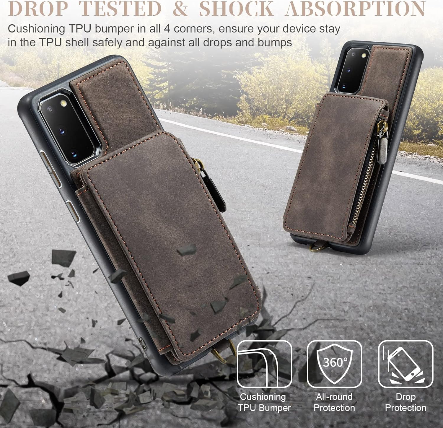 Asuwish Funda para teléfono Samsung Galaxy S20 Glaxay S 20 5G UW de 6.2 pulgadas con protector de pantalla de vidrio templado y bloqueo RFID,