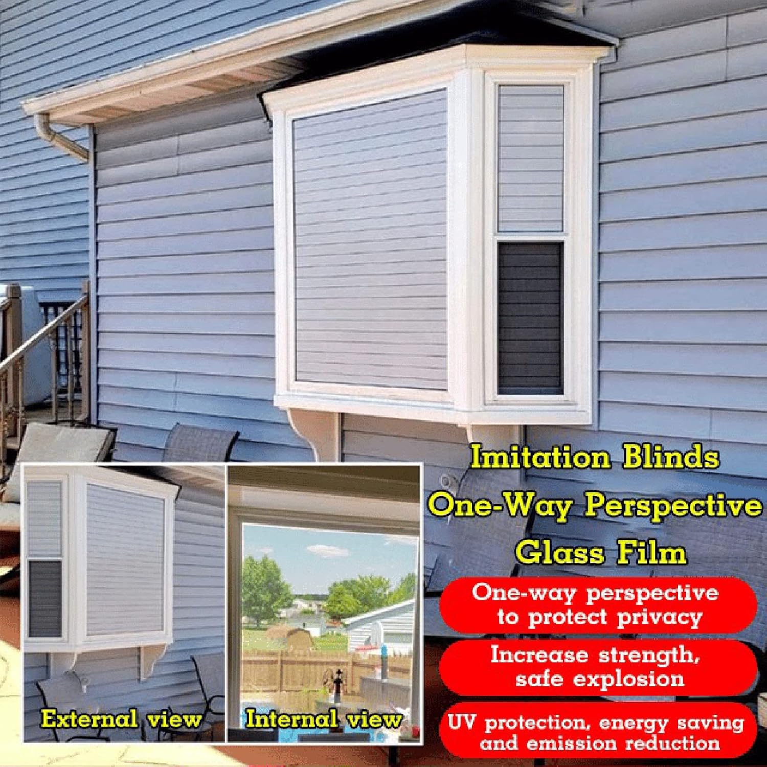 Persianas de imitación unidireccionales, película de vidrio de perspectiva unidireccional, película de privacidad para ventanas, película