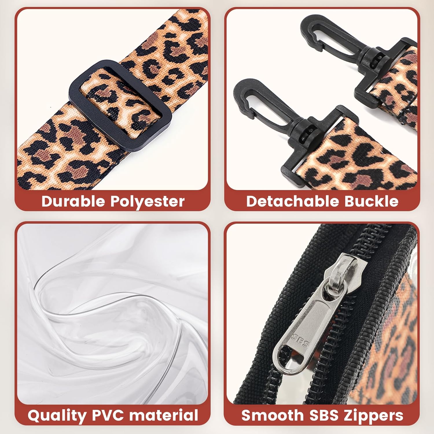 Vorspack Bolsa transparente aprobada para estadios  Bolso transparente de PVC transparente para mujeres, bolsa cruzada para eventos deportivos,