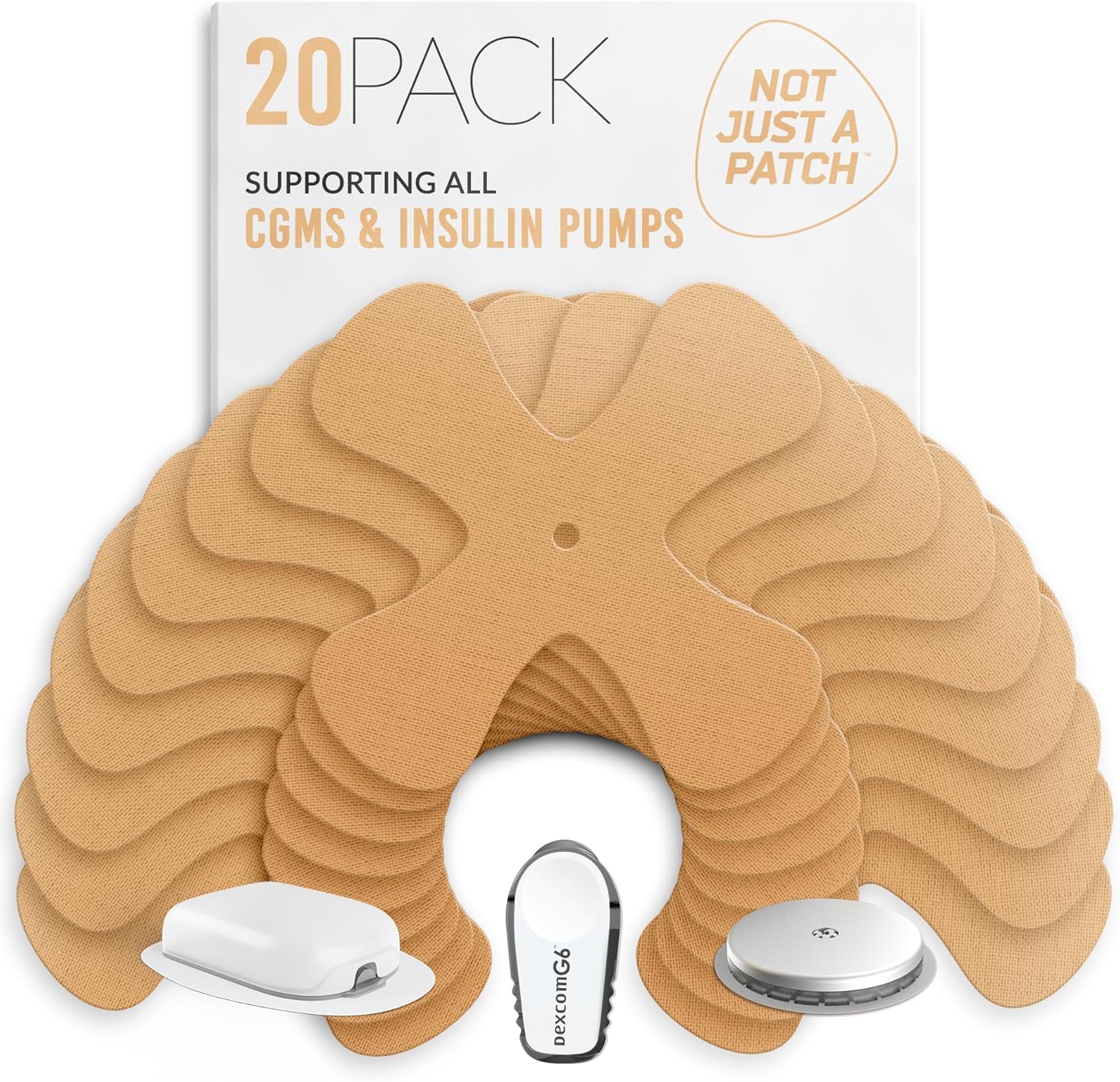 Not Just A Patch X-Patch – Parches con sensor CGM (paquete de 20), resistentes al agua, Omnipod 5 parches adhesivos, duraderos para un estilo de