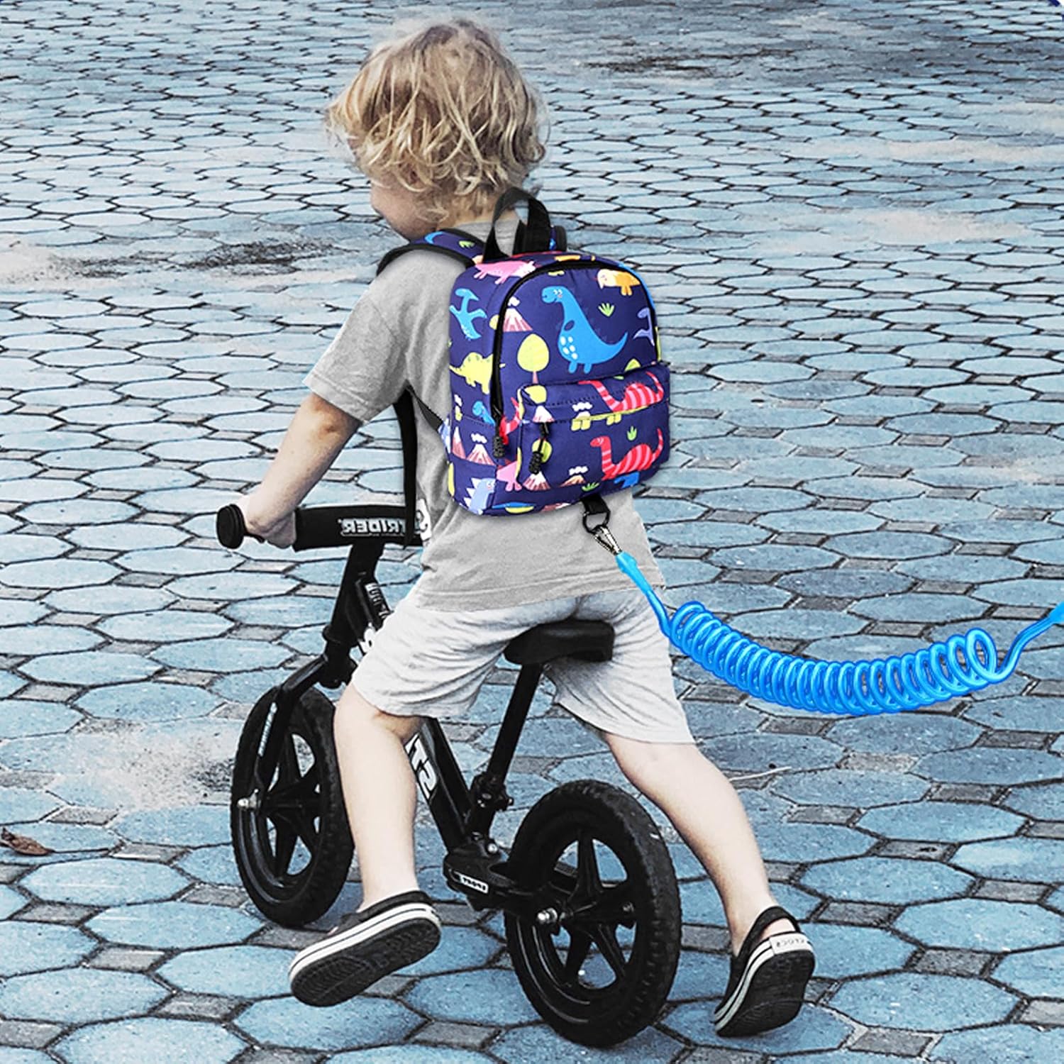 Accmor Arnés de mochila para niños pequeños, lindas mochilas de dinosaurio para bebé con eslabón de muñeca antipérdida, adorable correa de arnés