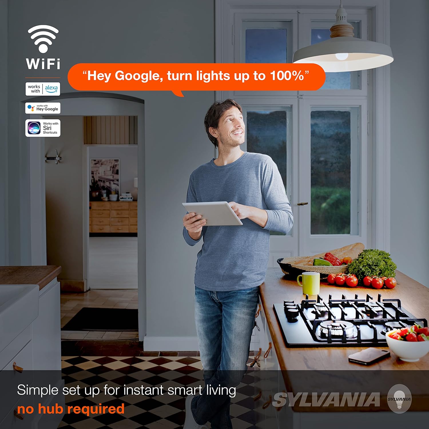 Sylvania – Bombilla LED inteligente A19 WiFi, 9 W eficiente, blanco sintonizable, 2700K – 6500K, para AlexaGoogle AssistantSiri Shortcuts, Energy