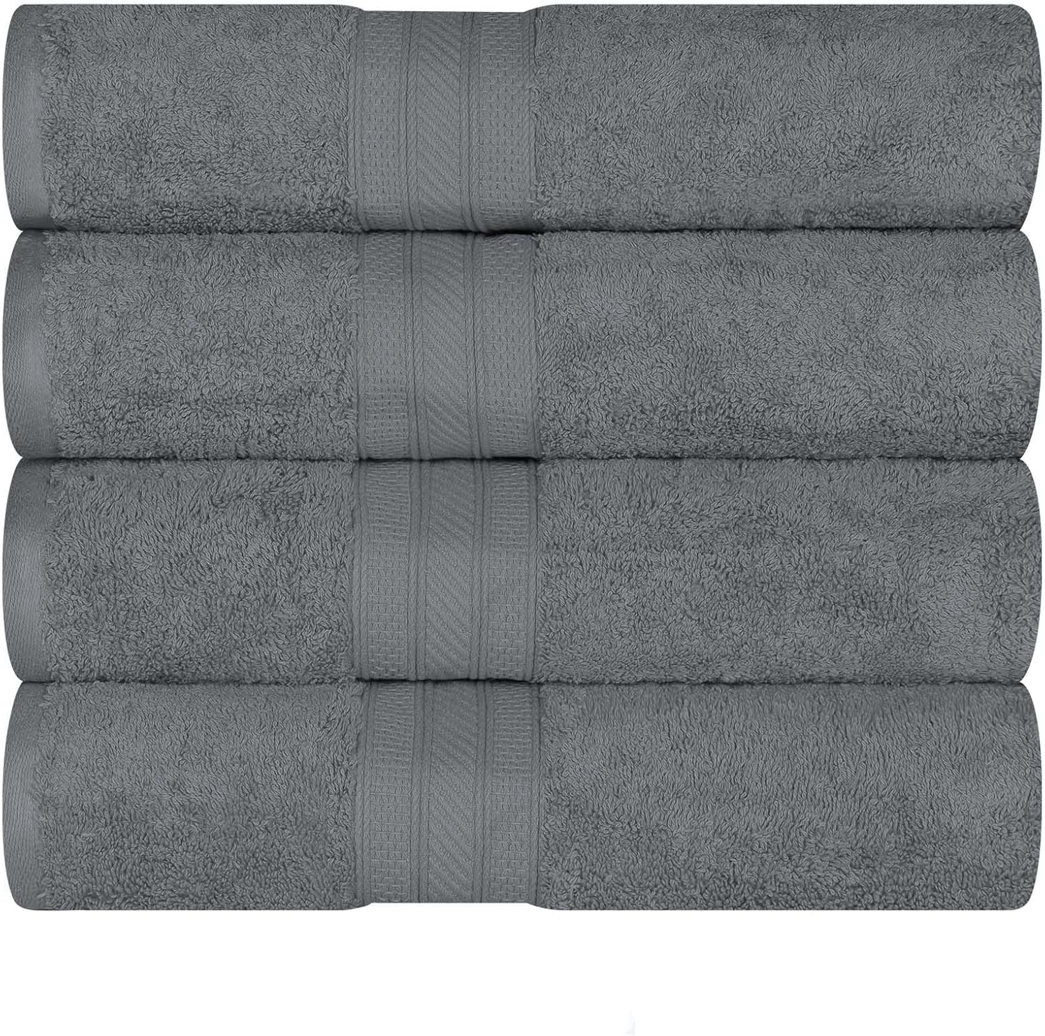 Superior Juego de 4 toallas de baño de 100% algodón peinado de fibra larga de 27.64 ozm, altamente absorbente, para baño, ducha, cocina, súper
