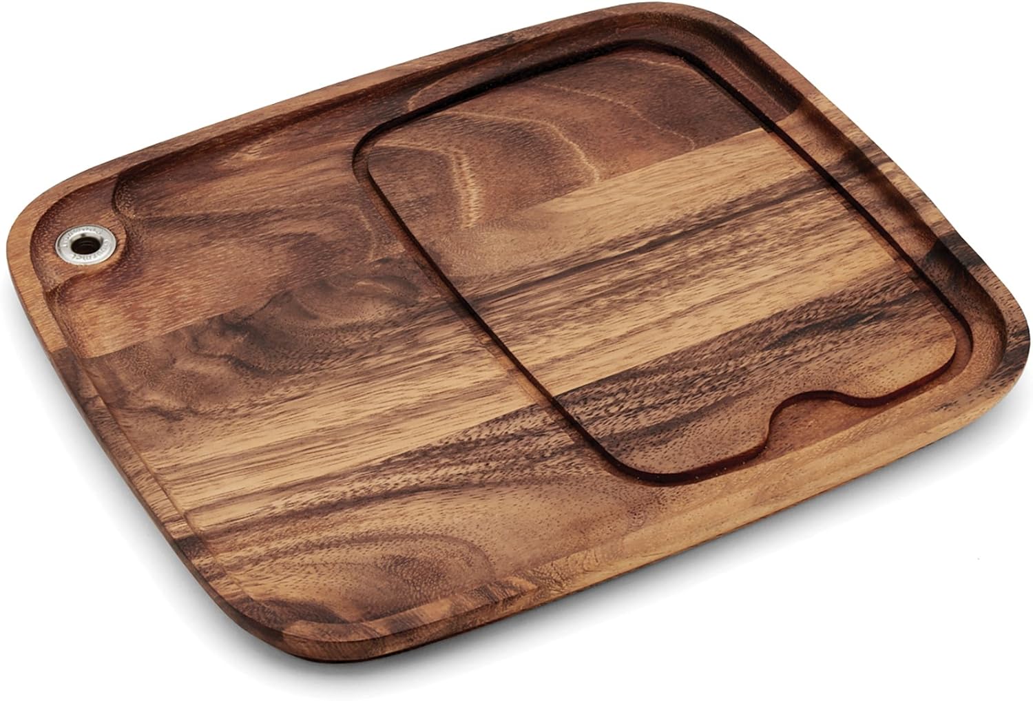 Ironwood Gourmet Fort Worth – Plato para carne con canal de jugo, madera de acacia 13 x 11 x 0.75 pulgadas y 28221 salero de los Apalaches, madera