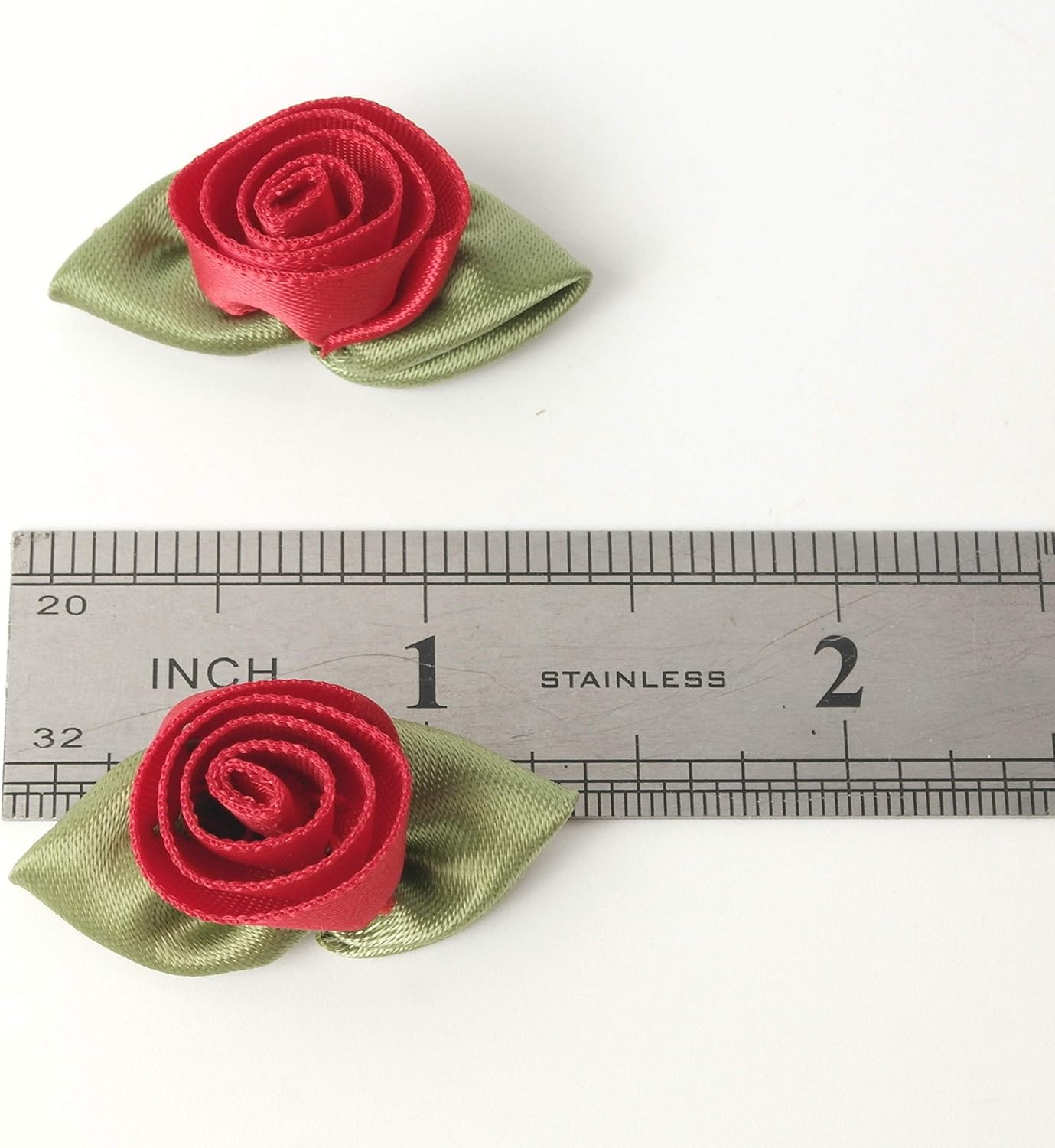 Micomon Mini lazos de cinta para manualidades, mini rosas, cinta de flores para manualidades, adorno artificial, apliques de costura para bricolaje