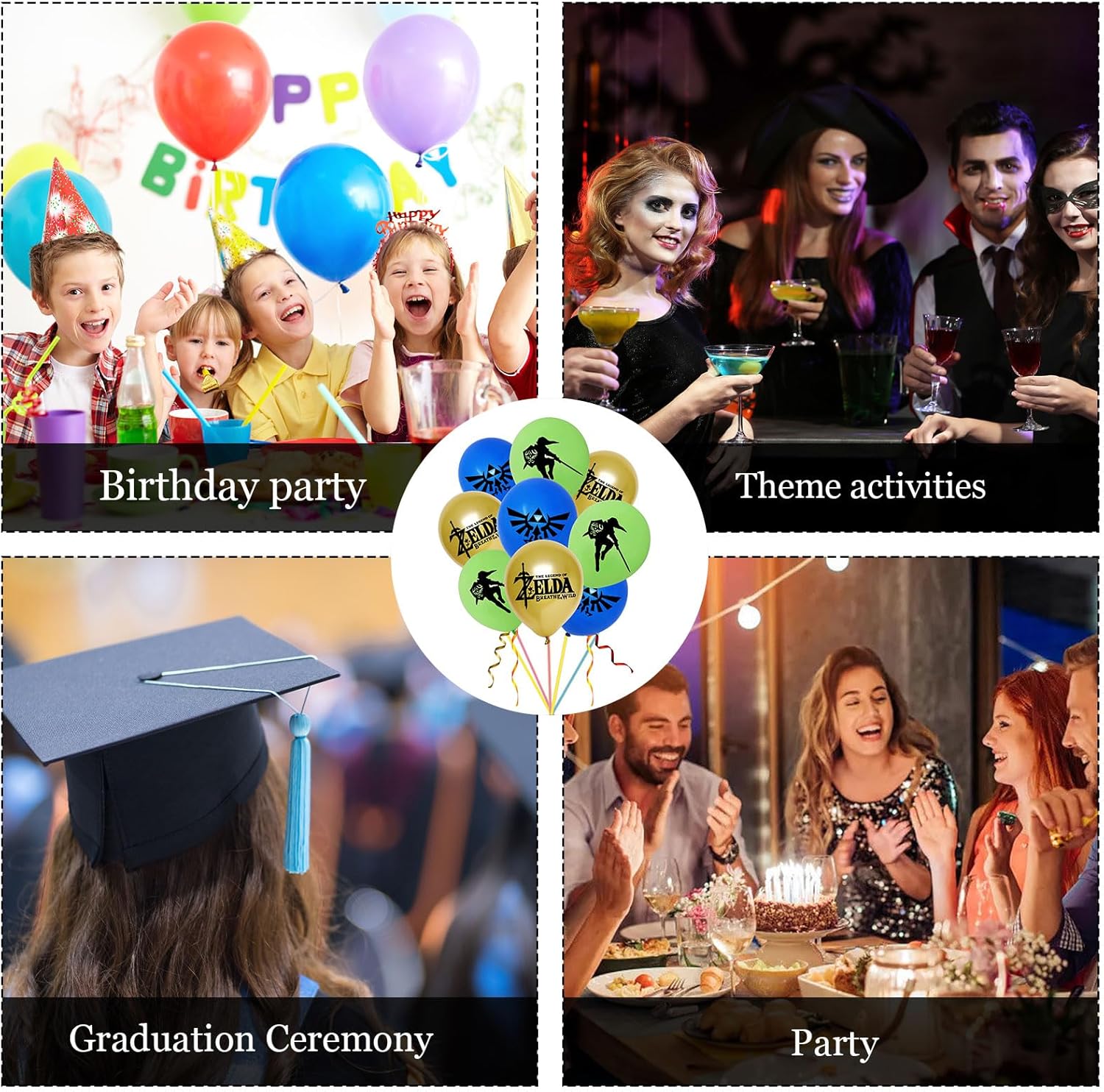 24 globos de juego de 12 pulgadas encantadores globos temáticos para fiestas infantiles, decoraciones de celebraciones especiales