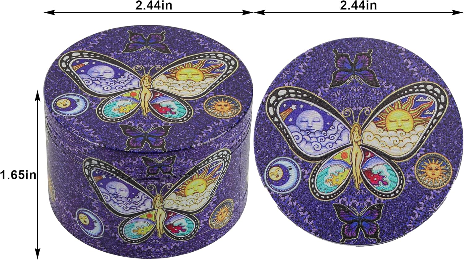 Molinillo de especias de dibujos animados de 2.5 pulgadas (mariposa morado)