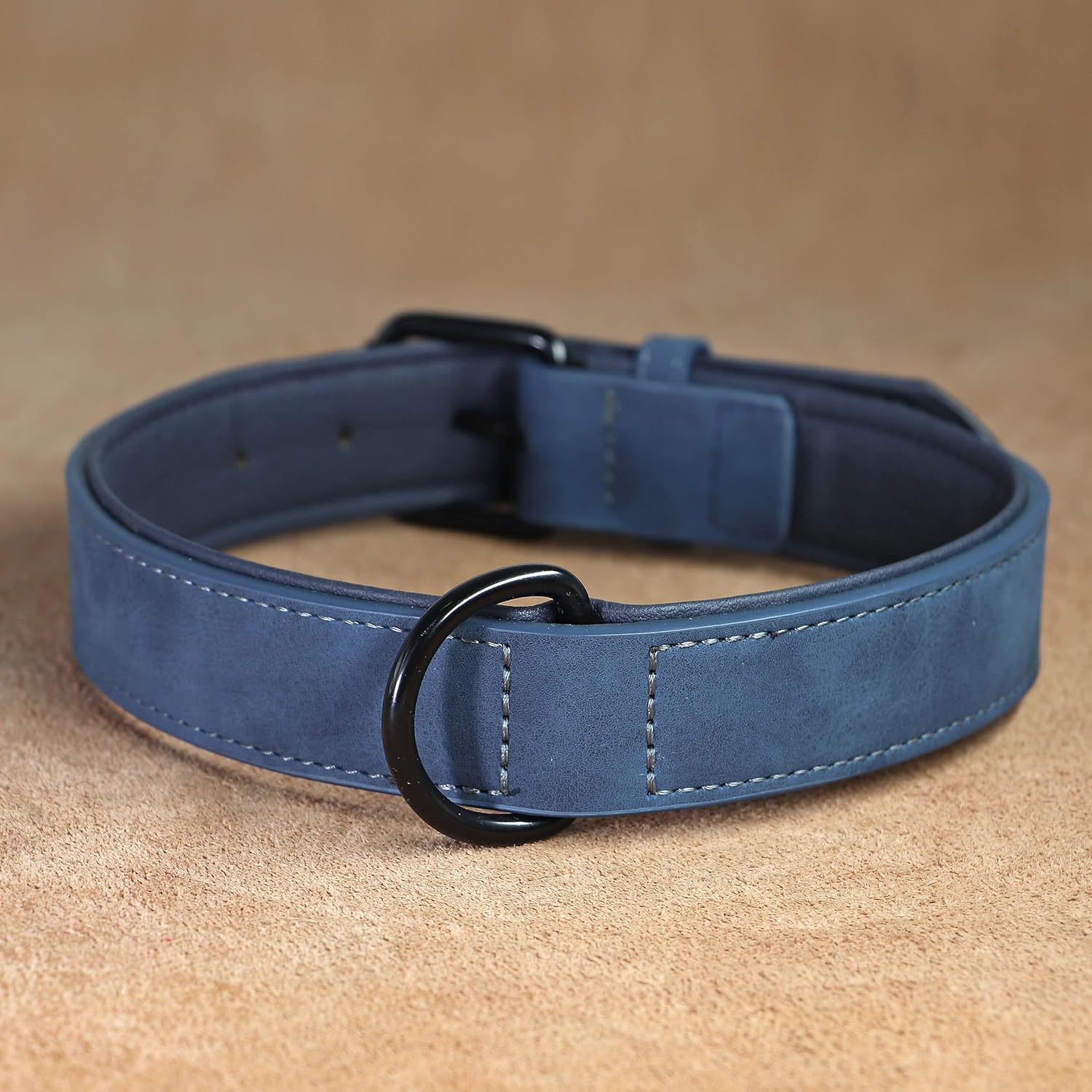Didog Collar de cuero acolchado suave para perro, transpirable, resistente con hebilla metálica ajustable a prueba de óxido para perros pequeños,