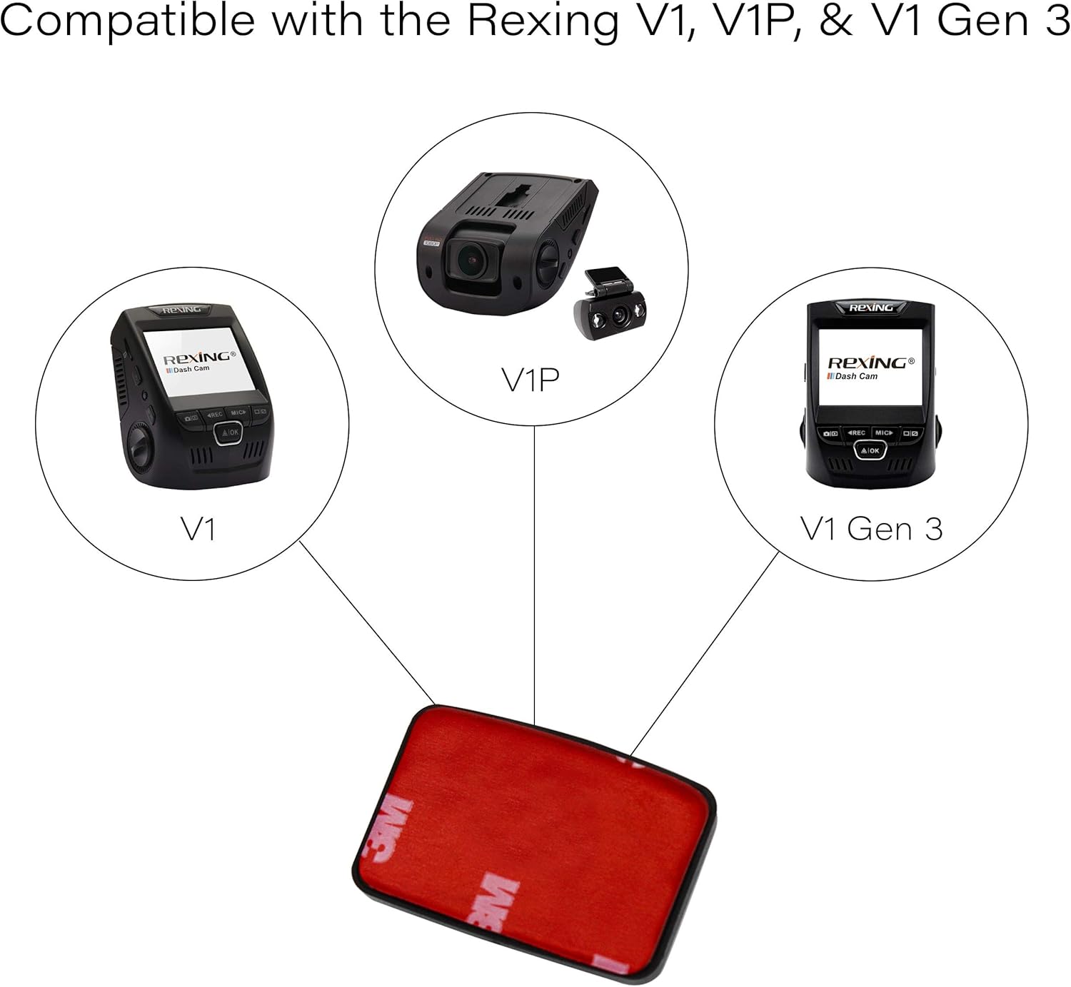 REXING Soportes adhesivos V1 y V1P Dash Cam