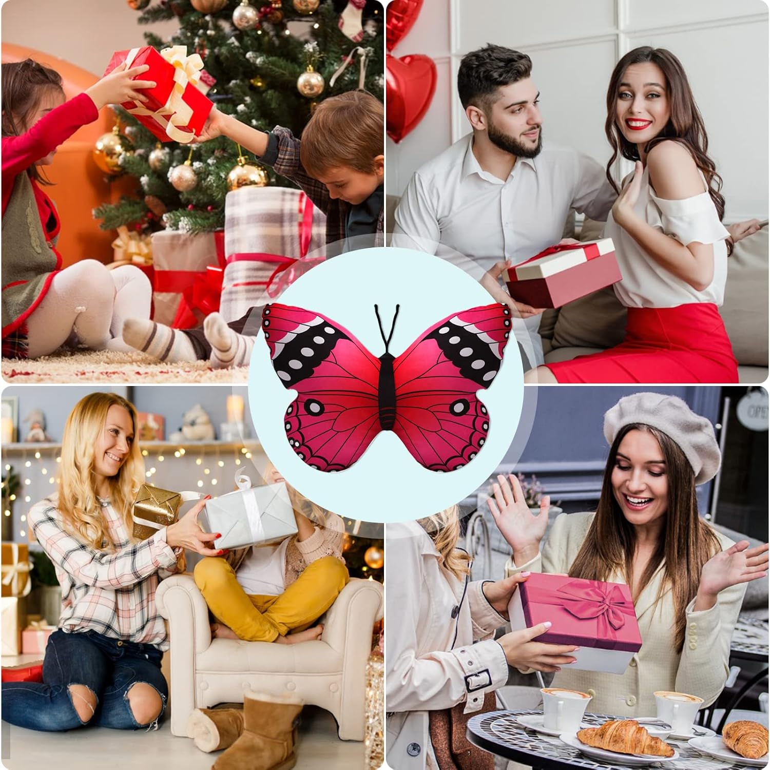 CHELEI2019 Almohada de mariposa de 15.7 pulgadas, diseño de mariposa rosa, juguete de peluche, regalo para niños