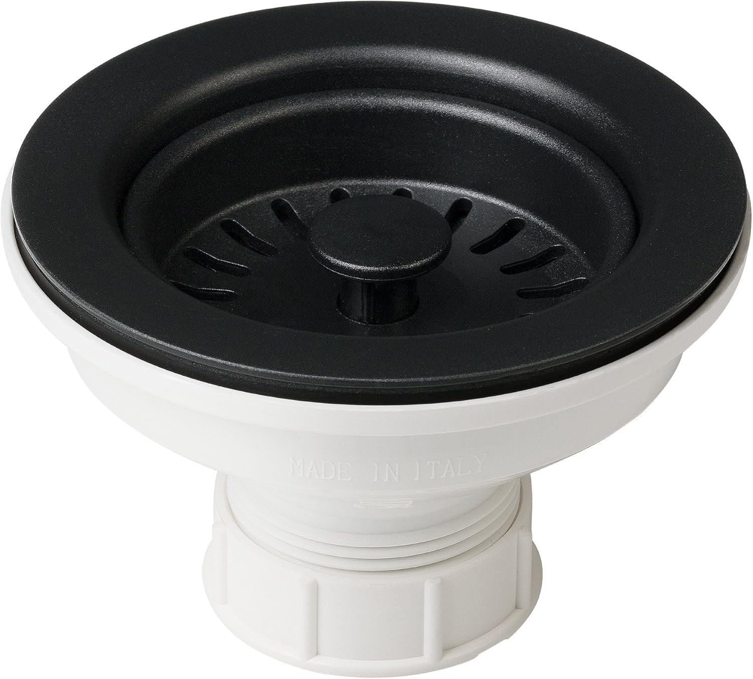 Kraus KGD-410B – Fregadero de cocina de granito ónix negro de 24 25 pulgadas de montaje doble y colador de fregadero de cocina PST1-BL, color negro
