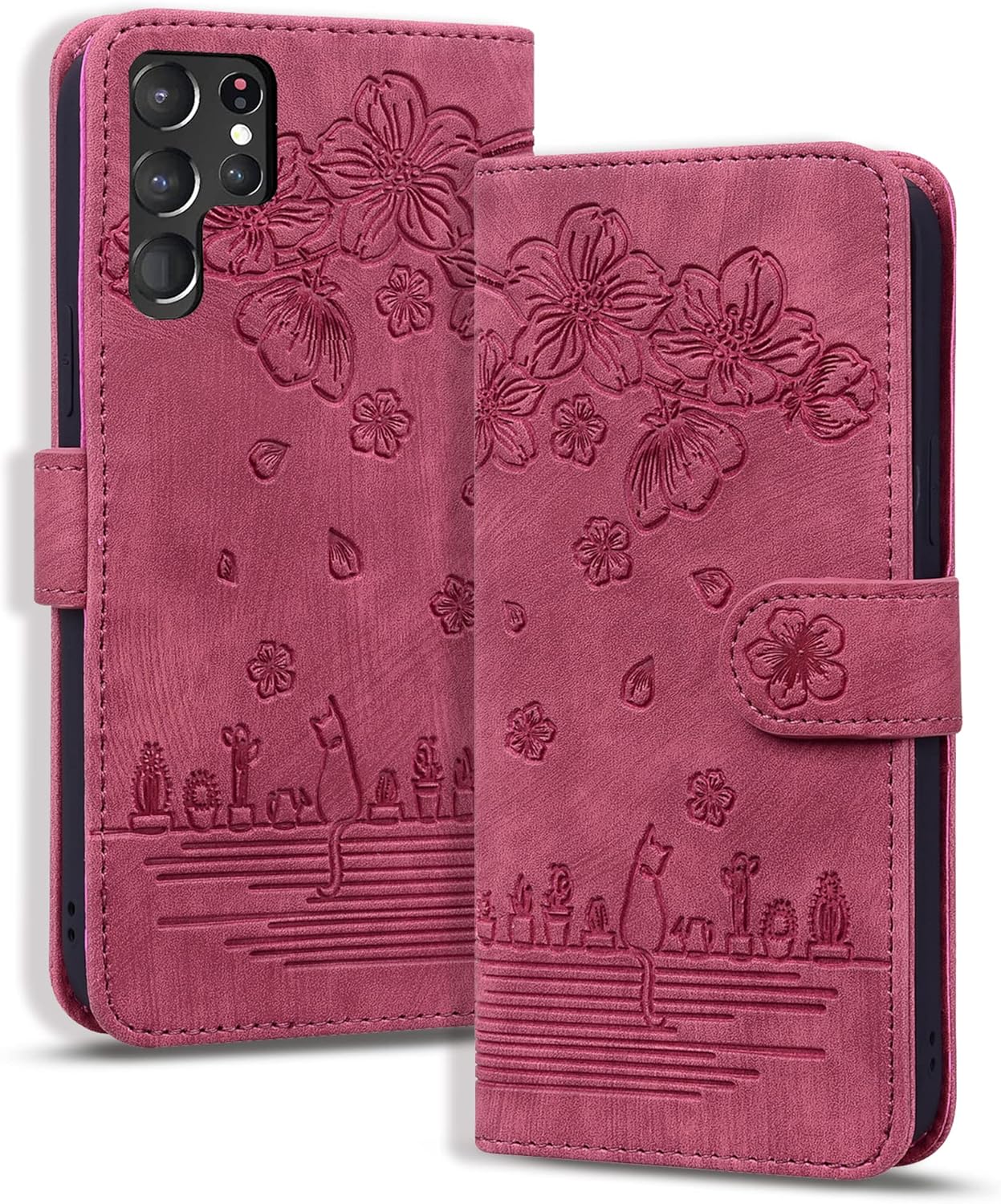 Funda con tapa para Samsung Galaxy S22 Ultra 5G, piel sintética de alta calidad, cierre magnético con cuerpo completo, a prueba de golpes, funda