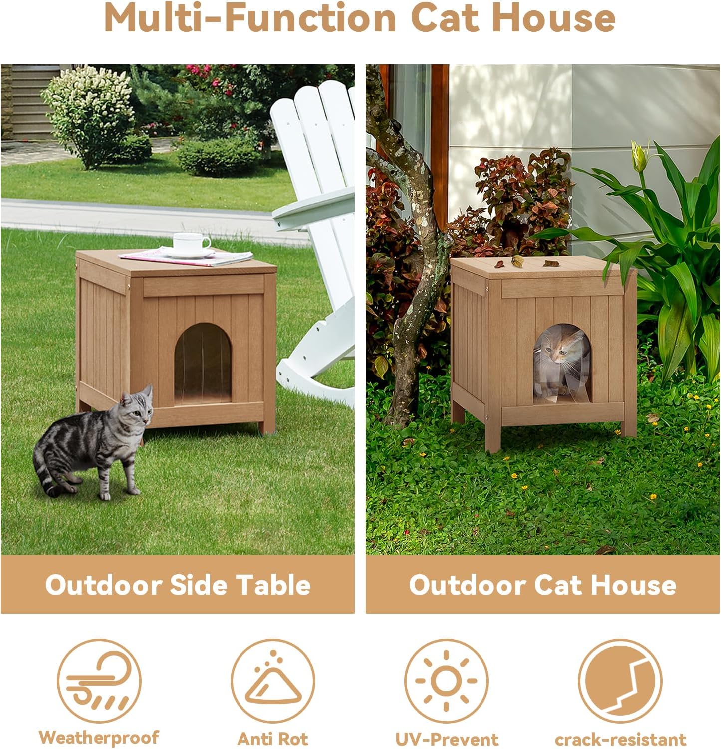 AACULPET Casa para gatos al aire libre para gatos salvajes, aislada y resistente a la intemperie, refugio de plástico PS para gatos al aire libre