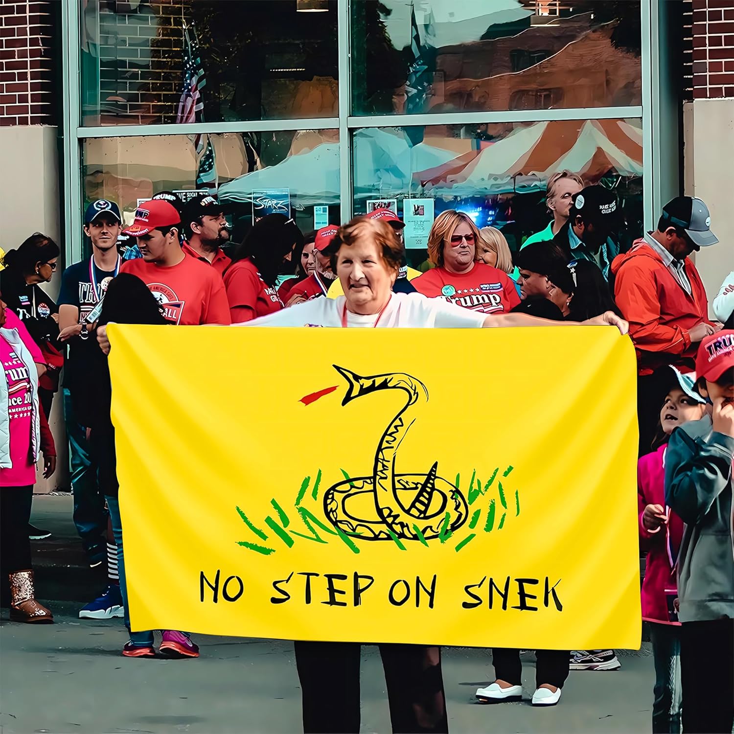 Bandera de No Step On Snek de 3 x 5 pies, divertida pancarta de pared con texto en inglés “Man Cave Don’t Step on Snek” para habitación,