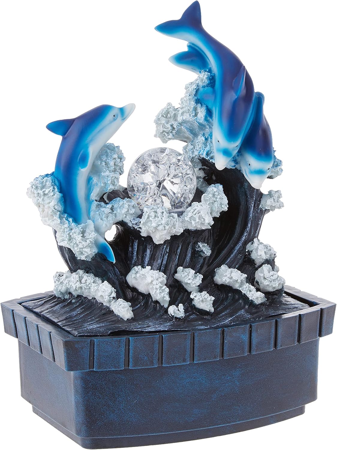 OK Lighting Fuente de mesa Dolphin de 11.50″ de alto, azul