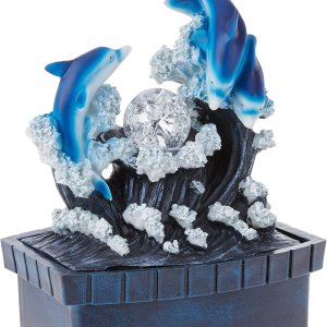 OK Lighting Fuente de mesa Dolphin de 11.50″ de alto, azul OK Lighting Fuente de mesa Dolphin de 11.50″ de alto, azul