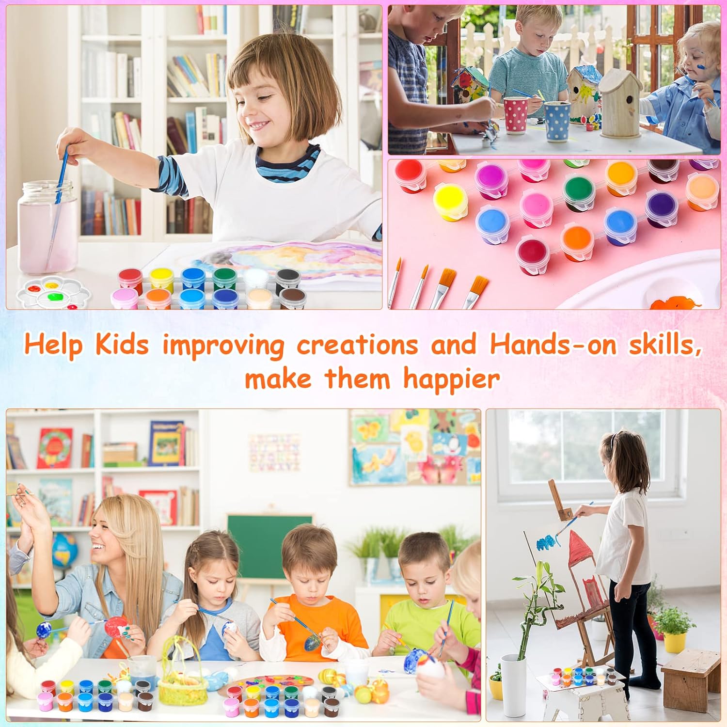 Juego de 10 mini pintura acrílica, 12 colores de tiras de pintura acrílica para niños y adultos, 140 piezas de pintura para niños, almacenamiento de