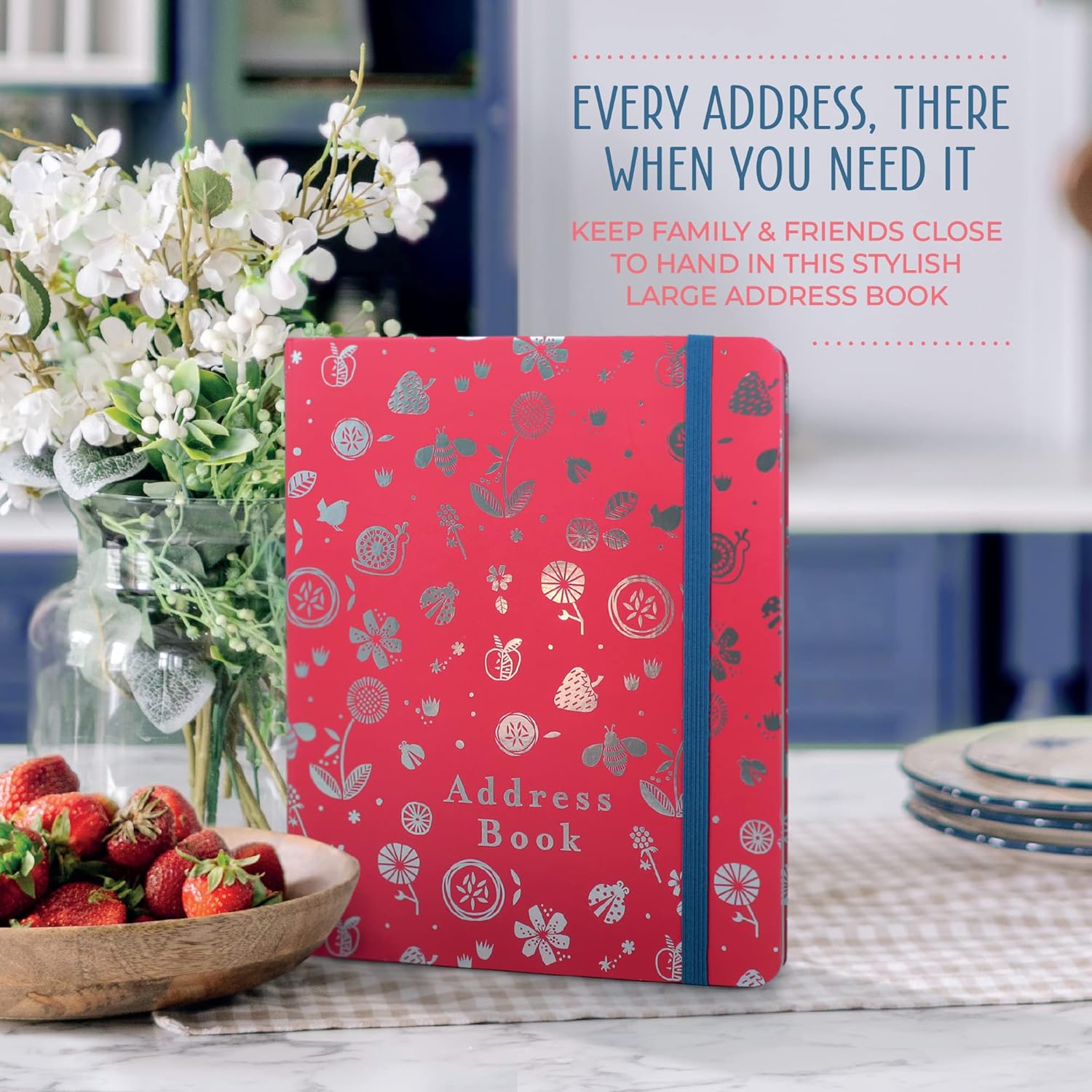Boxclever Press – Libreta de direcciones con pestañas alfabéticas Libretas de direcciones grandes para mujeres con 432 espacios. Libreta de