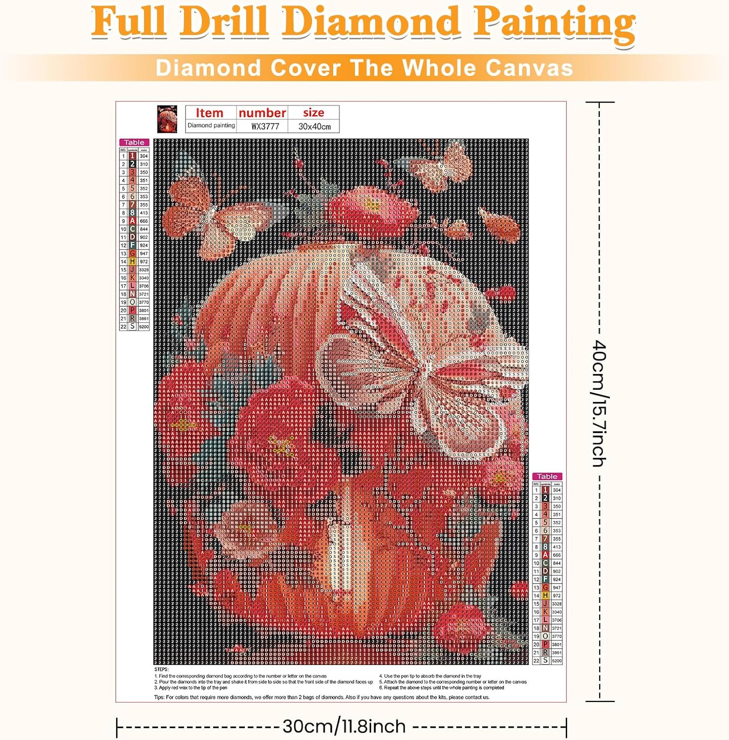RICUVED Pintura artística de diamantes de flores, kit de pintura de diamantes de mariposas para adultos, arte de gemas de diamantes 5D, taladro