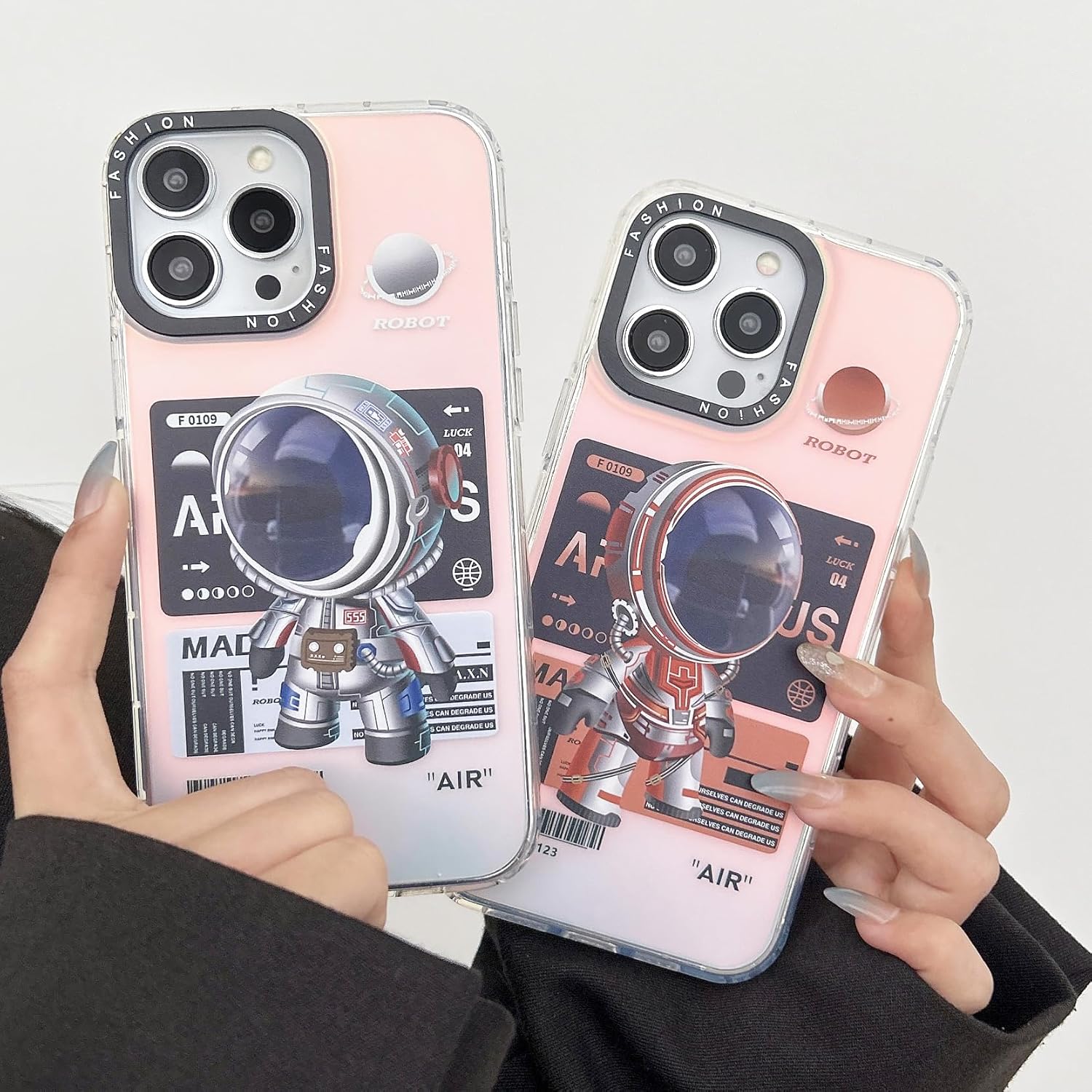 Yonds Queen Compatible con iPhone 15, diseño elegante de caricaturas de astronauta espacial, luna y marte con purpurina láser, elegante funda