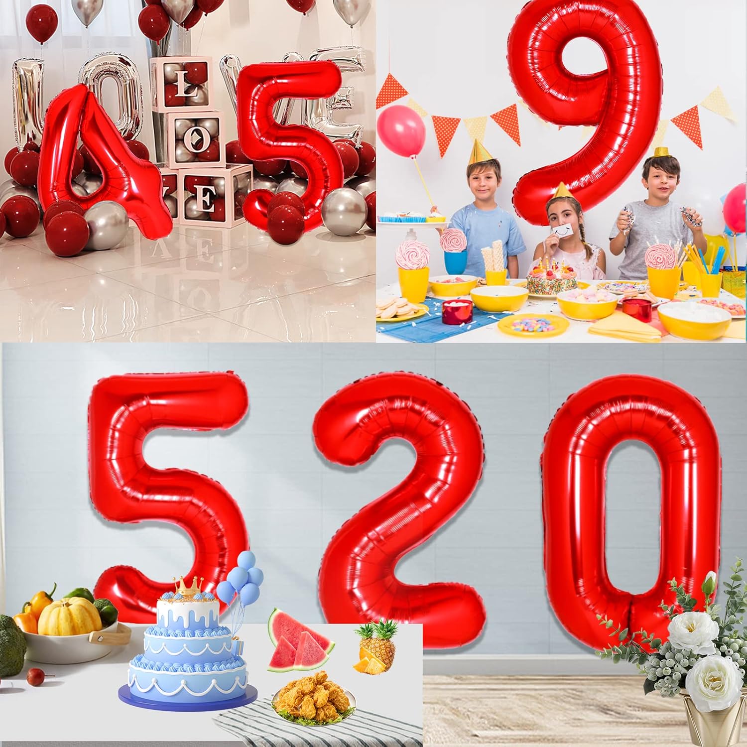 Globo rojo gigante del número 6 de 40 pulgadas, globos de aluminio de Mylar con helio para fiestas de cumpleaños, decoraciones de cumpleaños n. 6