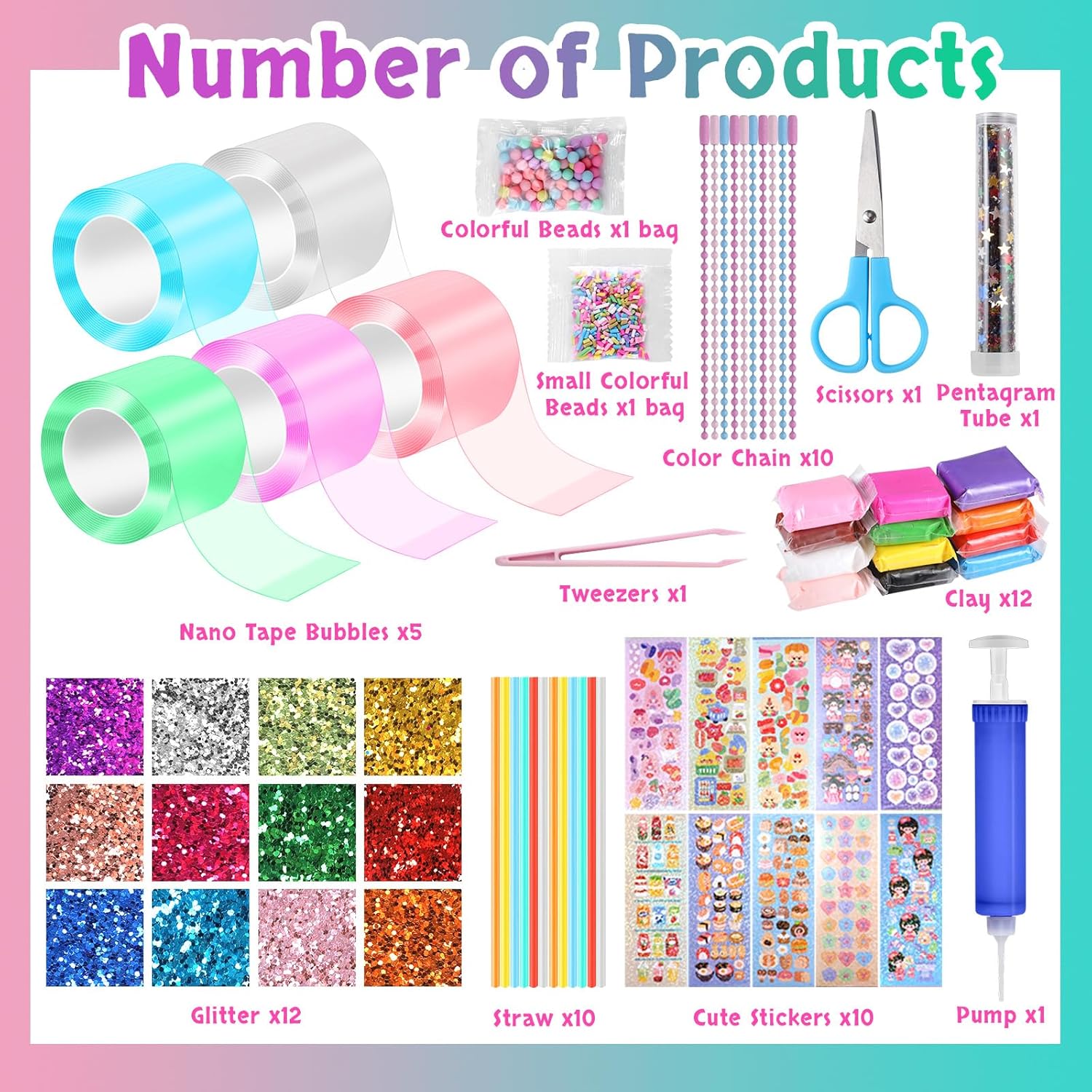 Kit de 5 unidades de nano cinta de burbujas para niños, 9.8 ft9.84 pies cada rollo de nano cinta de burbujas nano cinta nano cinta de doble cara con