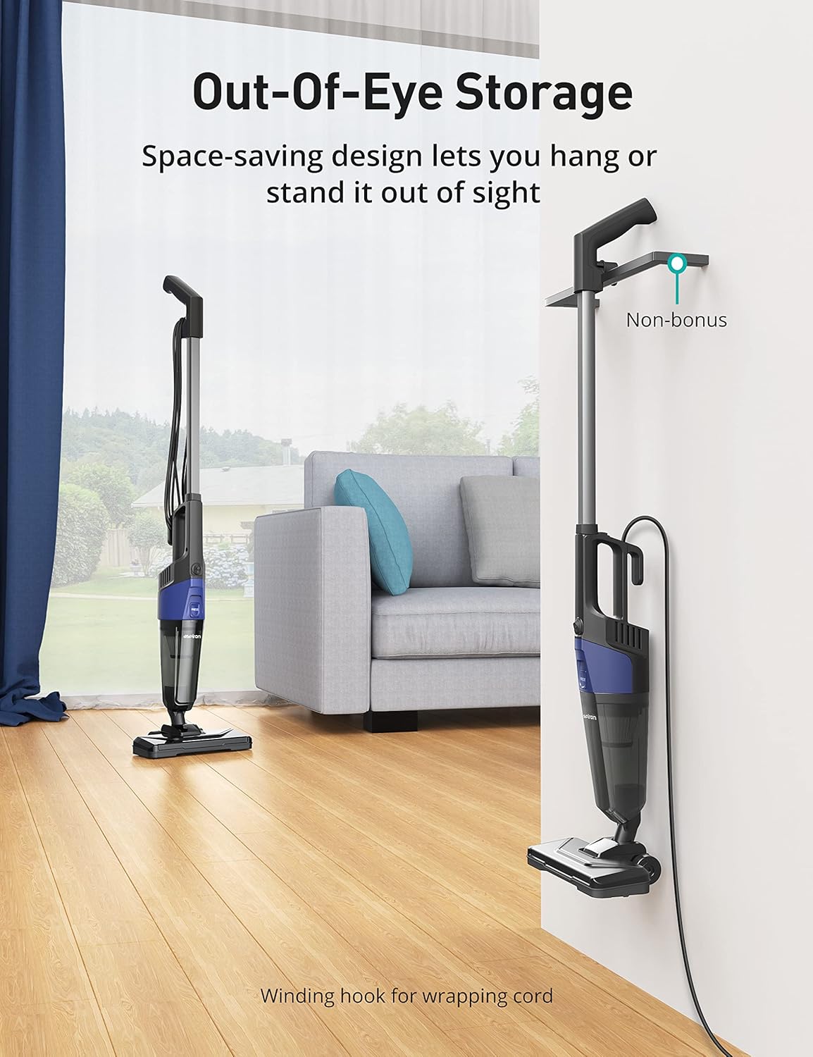 Aspiradora pequeña, aspiradora Aspiron Stick con potente succión de 20 kPa y taza de polvo de 0.88 cuartos de galón y cable de alimentación de 32