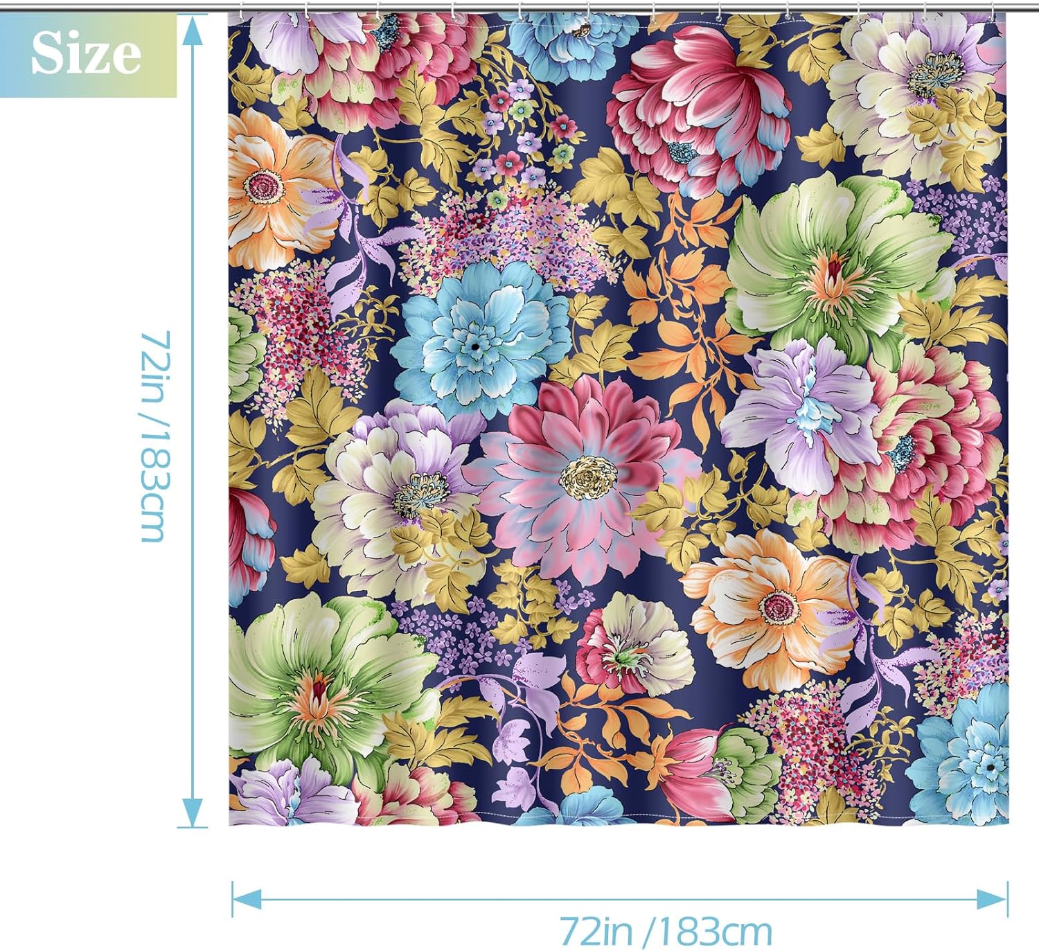Aimego Cortinas de ducha florales bohemias, juego de cortina de ducha con 12 ganchos para adultos y niños, accesorios de decoración de baño, 72 x 72