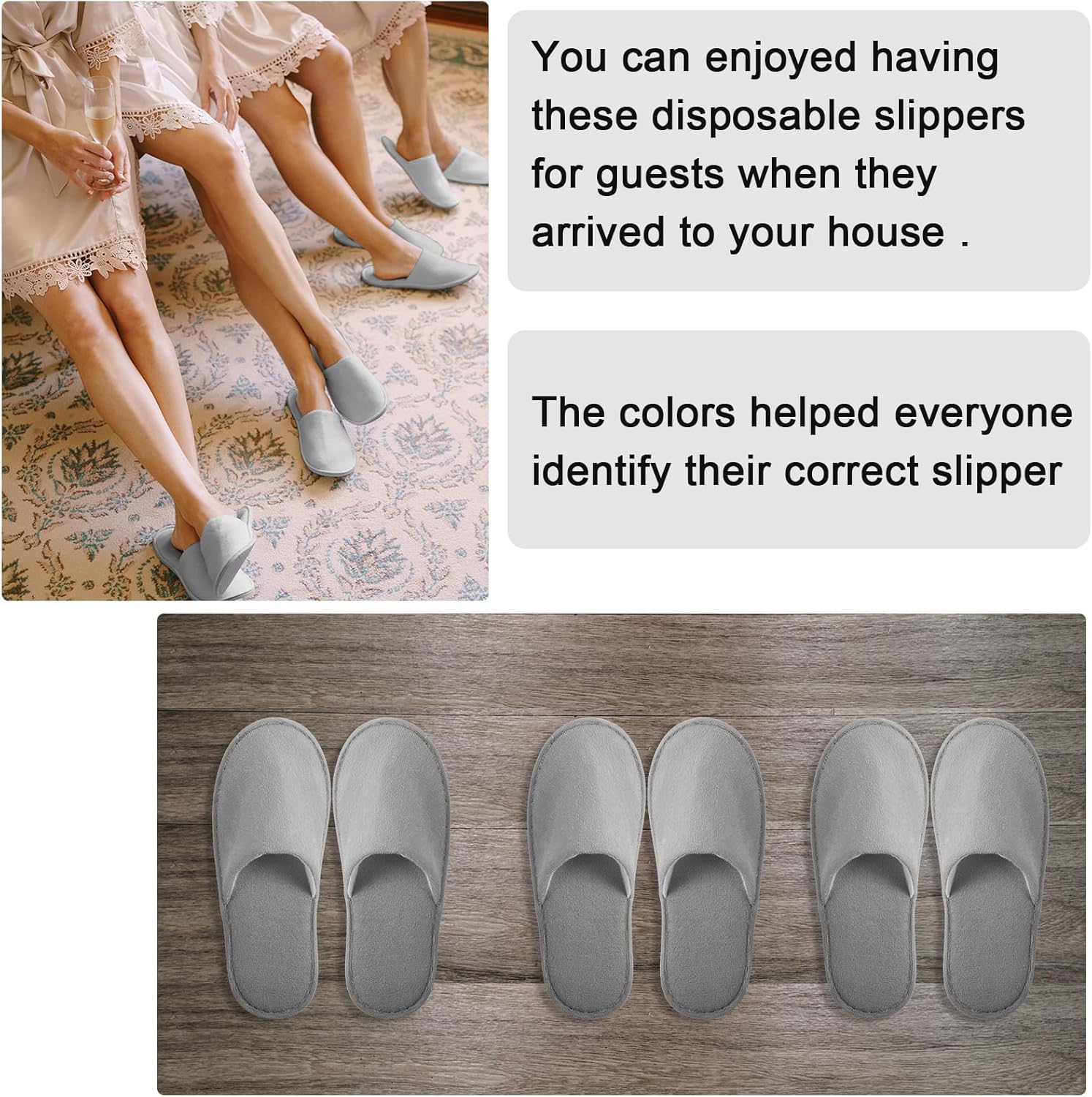 24 pares de pantuflas de casa para invitados, pantuflas de hotel para interiores, para bodas, spa, pantuflas desechables para el hogar sin zapatos