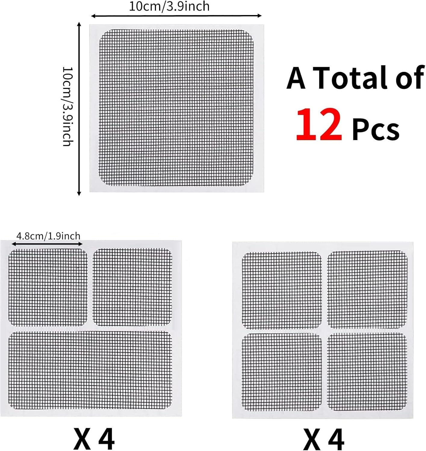Kit de reparación de parches de pantalla,Parche de reparación de pantalla de ventana,12 hojas Adhesivo fuerte Pantalla de ventana rápida Cinta de