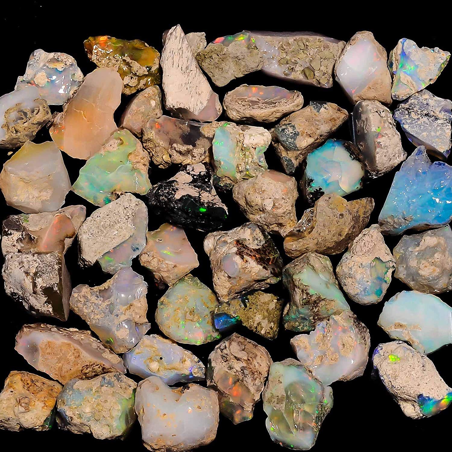 75 carats Ethiopian Opal Raw, Fire Play Opal, Opal Supply, Jewelry Making Stones, DIY Crystals, Energy Stone, Chakra Opal, Healing Opals, Birthstone