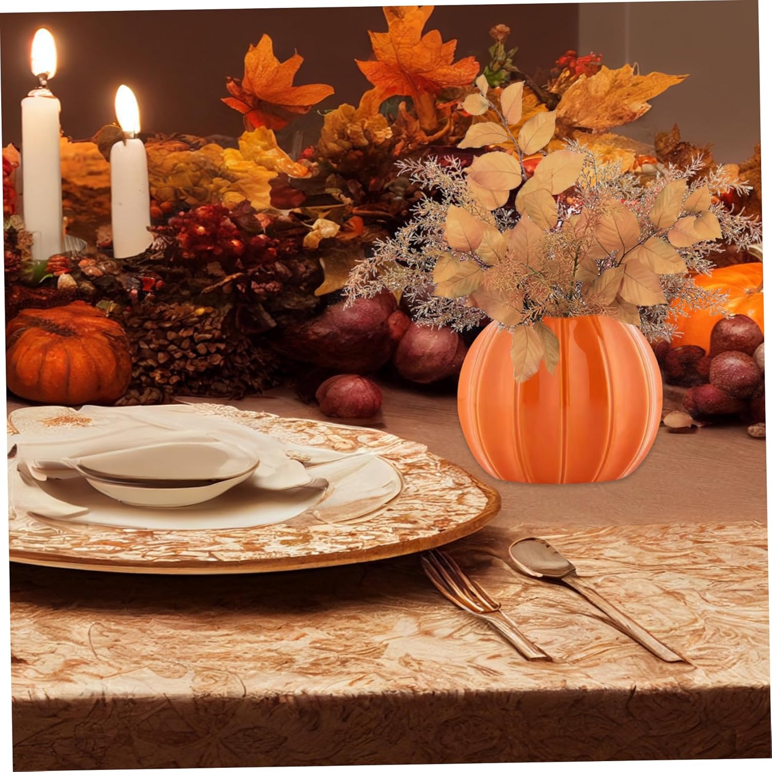Jarrón de calabaza de cerámica para calabaza, mini maceta única, arreglo de flores secas, jarrón decorativo para cosecha de otoño, Acción de