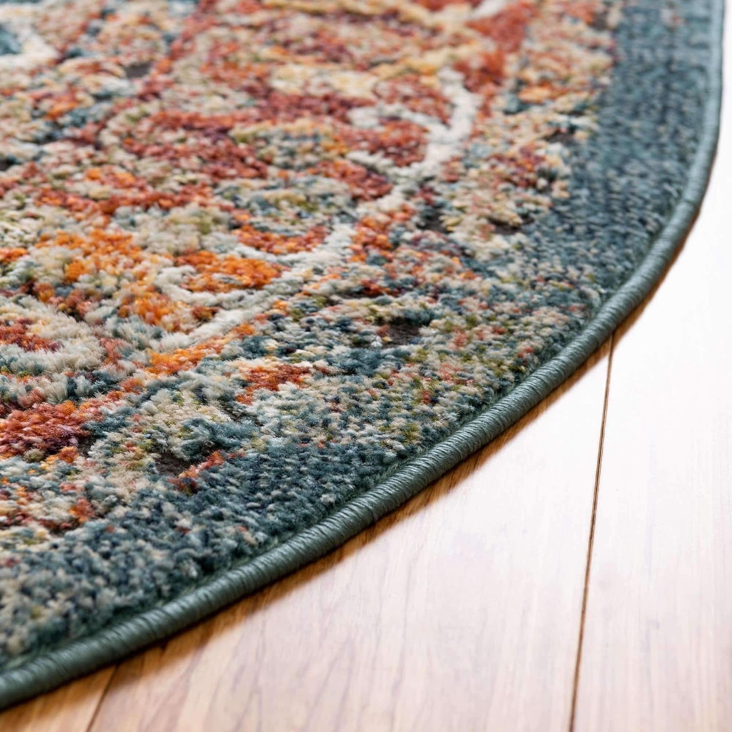 Unique Loom Isabella Collection – Alfombra de área – Rossellini (5 pies 1 pulgada, redonda, rojo óxidobeige)