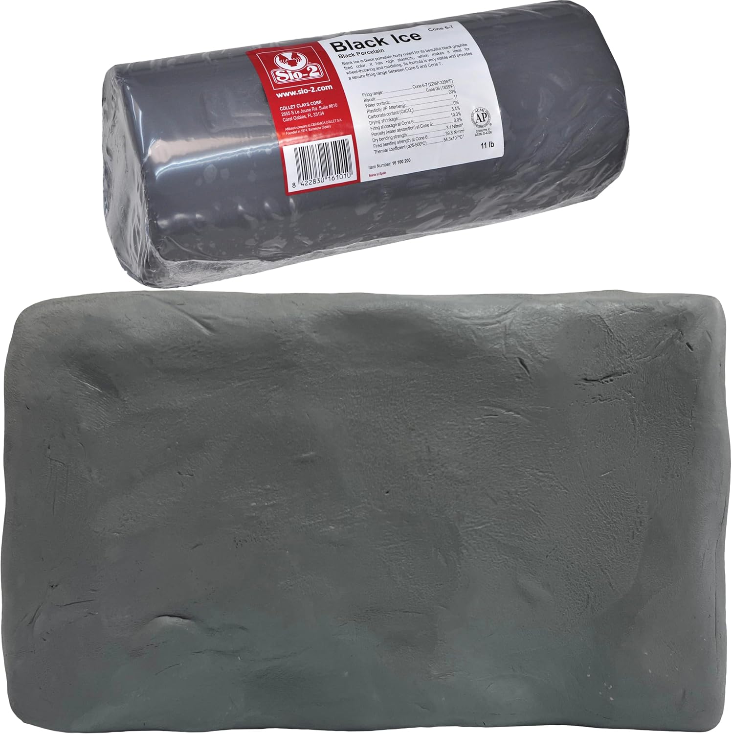 Black Ice Black Porcelain Pottery Clay, 11 lb (5 kg)  Kiln-Fired Clay for Wheel-Throwing, Handbuilding & Modelling – Ready-to-Use