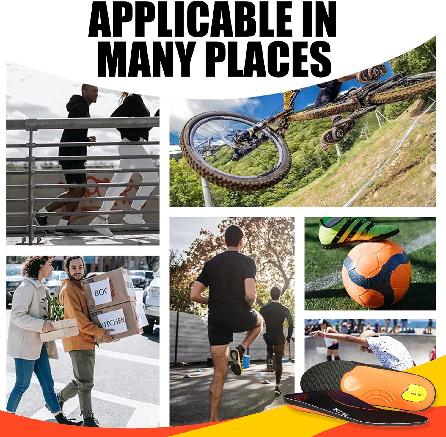 Plantillas ortopédicas con soporte de arco medio para fascitis plantar, pies planos, dolor en el talón, absorción de golpes, plantillas cómodas,