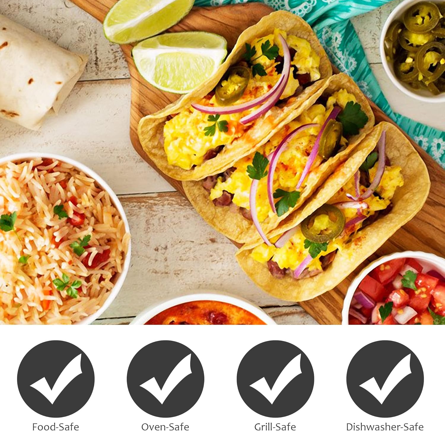 zoyizi Paquete de 3 soportes para tacos, bandeja de soporte de tacos de acero inoxidable, estante para tacos, estante con capacidad para hasta 4