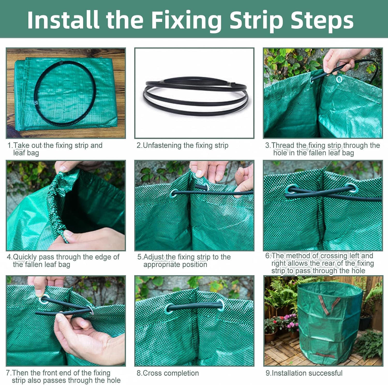 IWNTWY Paquete de 2 bolsas de hojas reutilizables de 72 galones, bolsas de basura plegables resistentes para el jardín, bolsa de basura con 4 asas,