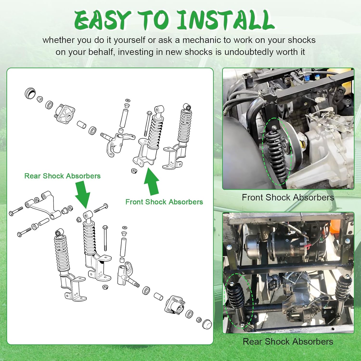 ILVGOLF Kit de amortiguador trasero para carrito de golf de 2 piezas para Yamaha G29 Drive Gas o Electric 2007-2016, OEM JW1-F2210-00-00,